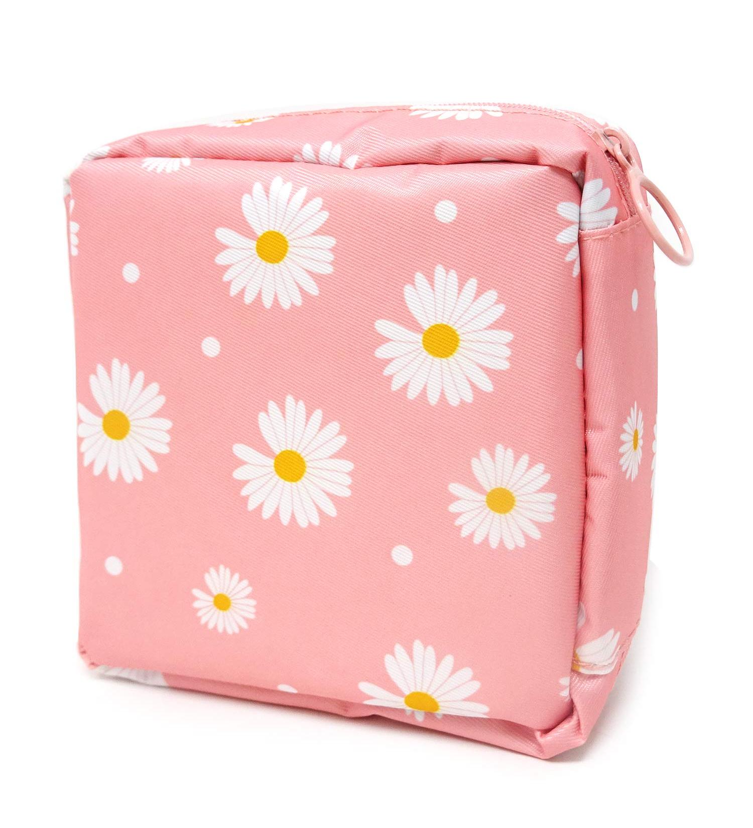 Honbay Daisy Large Capacity Sanitary Napkin Bag Tampons Pouch - Pink Makeup Bag - Buy Online on GoSupps.com