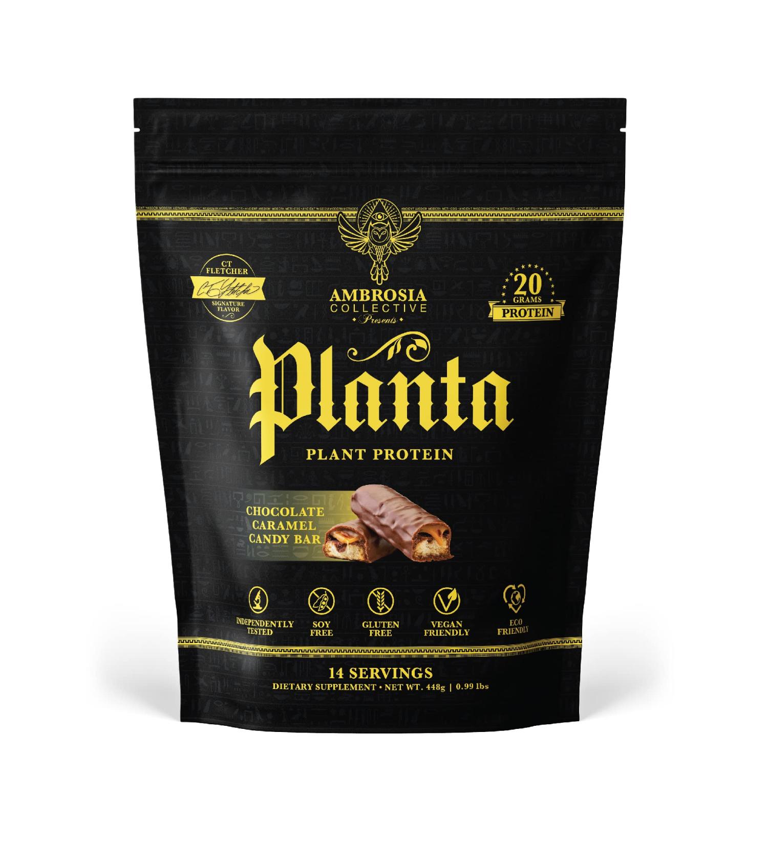 Ambrosia Planta - Premium Organic Plant-Based Protein | Vegan Keto Friendly Gourmet Flavors No Bloating Gluten & Soy Free No Added Sugar 14 Servings (Candy Bar - Buy Online on GoSupps.com