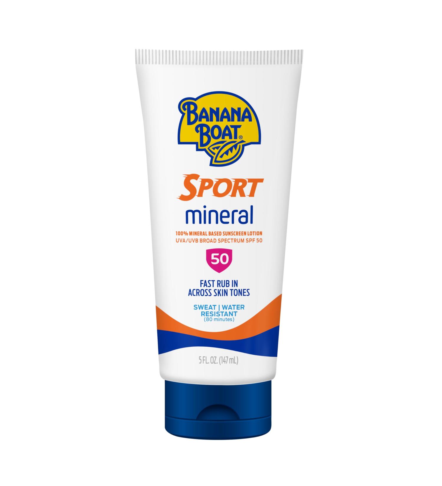 Banana Boat Sport Mineral Sunscreen SPF 50 Lotion 5Fl Oz | Zinc Oxide Sunscreen Lotion SPF 50 Sunblock 5Fl Oz - Buy Online on GoSupps.com