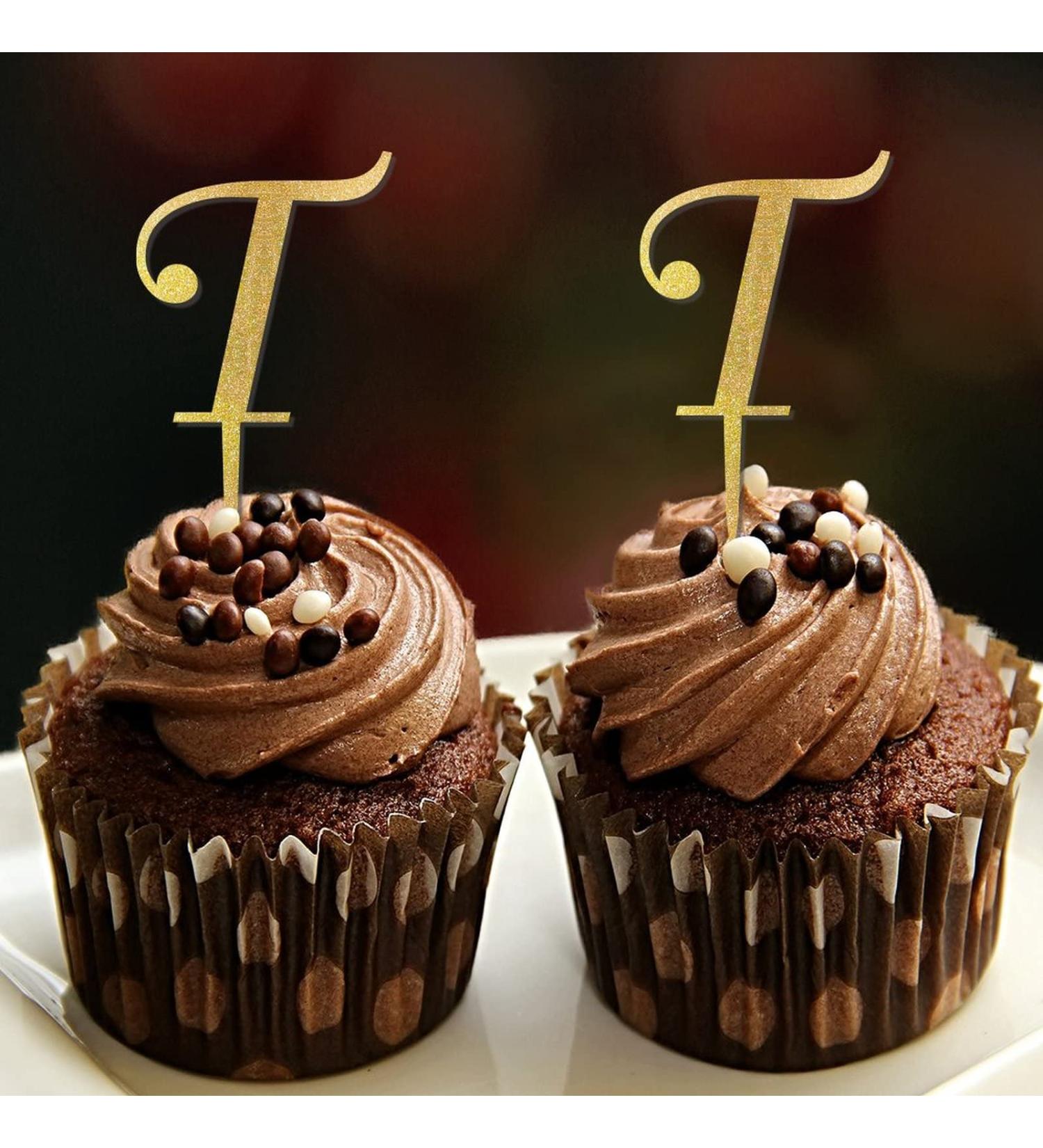 Letter T Cupcake Toppers Monogram Initial Last Name For Wedding Anniversary Party Supplies Romantic Flower Wreath Customize Your Own Cupcake Toppers Birthday Gifts 6PCS Style-3 - Buy Online on GoSupps.com