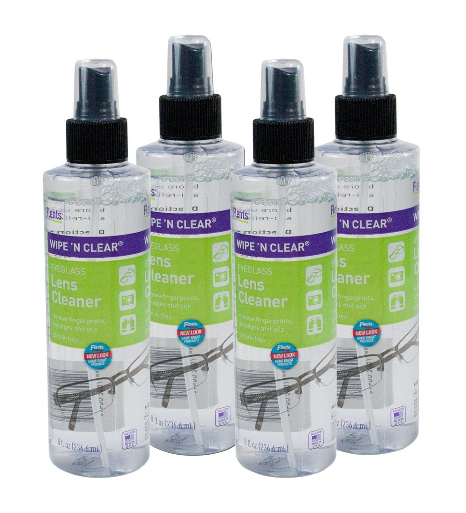 Flents Wipe 'N Clear Eyeglass Lens Cleaner 8 fl oz 4 Bottles