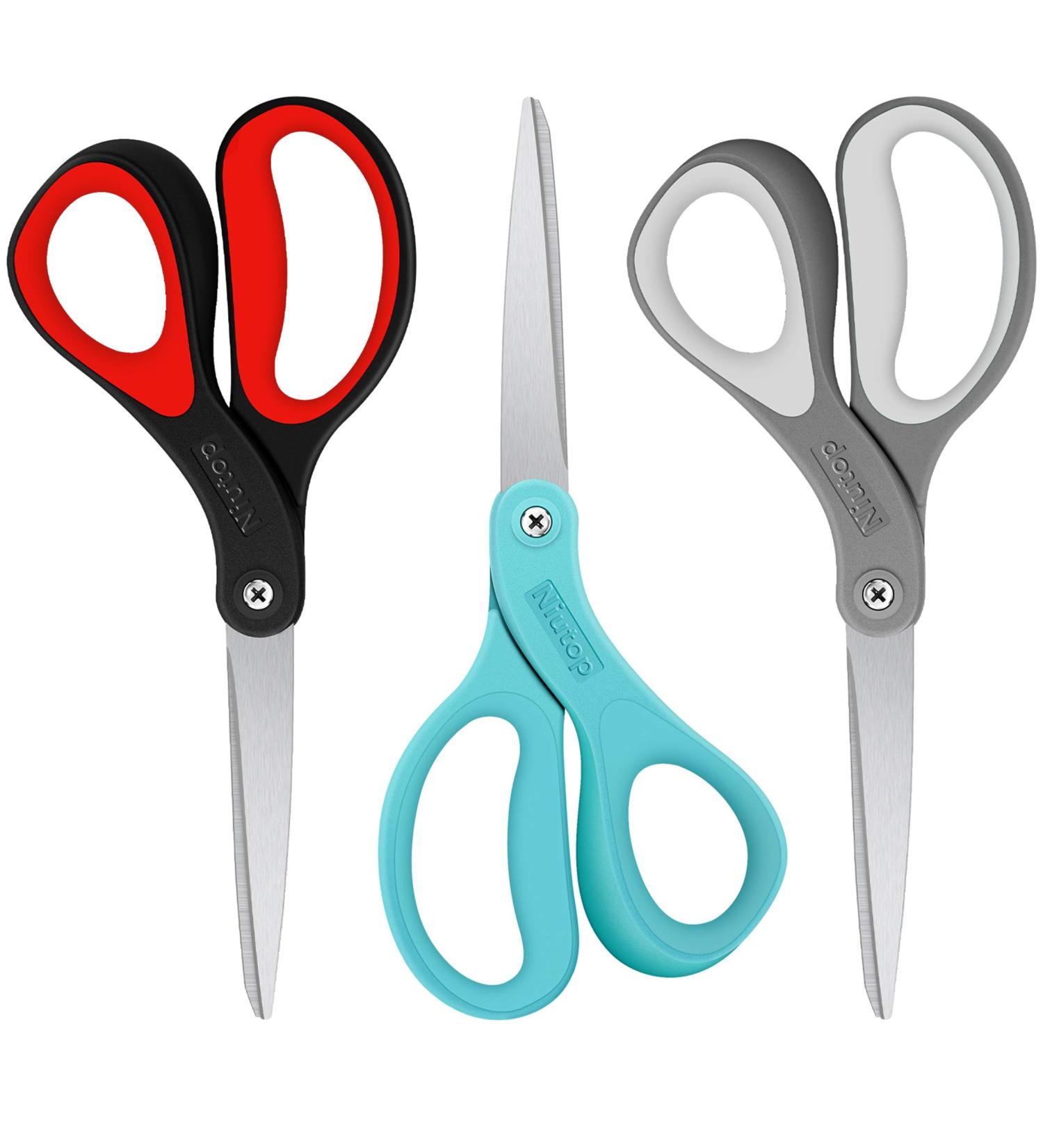 Scissors  Niutop 8" All Purpose Scissors Heavy Duty Ergonomic Comfort Grip Craft Shears Sharp Scissors for Office Home Household Sewing High/Middle School Students Teacher Art Craft DIY Supplies Black/Grey/Aqua - Buy Online on GoSupps.com