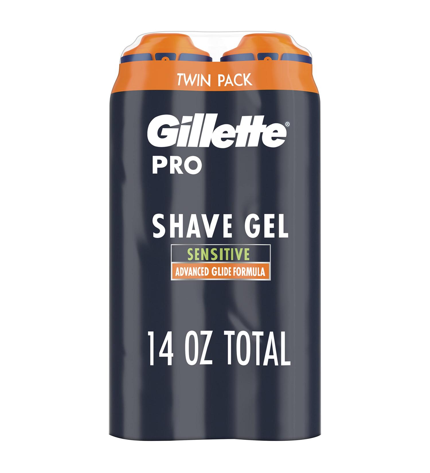 Gillette PRO Shaving Gel Twin Pack - 14oz Moisturizing & Soothing for Men - Buy Online on GoSupps.com