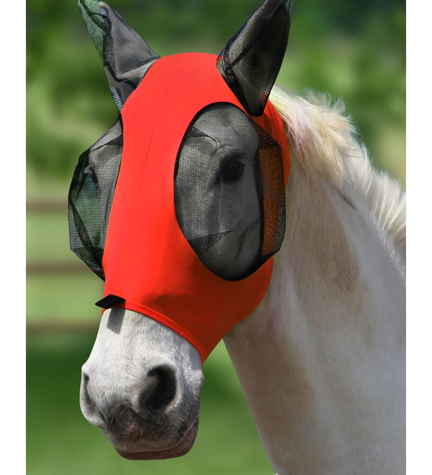 Harrison Howard Stretch Fly Mask - Breathable UV Protection with Mains Eye Opening & Ventilating Ear Protection - Lava Red Full (Large) - Buy Online on GoSupps.com