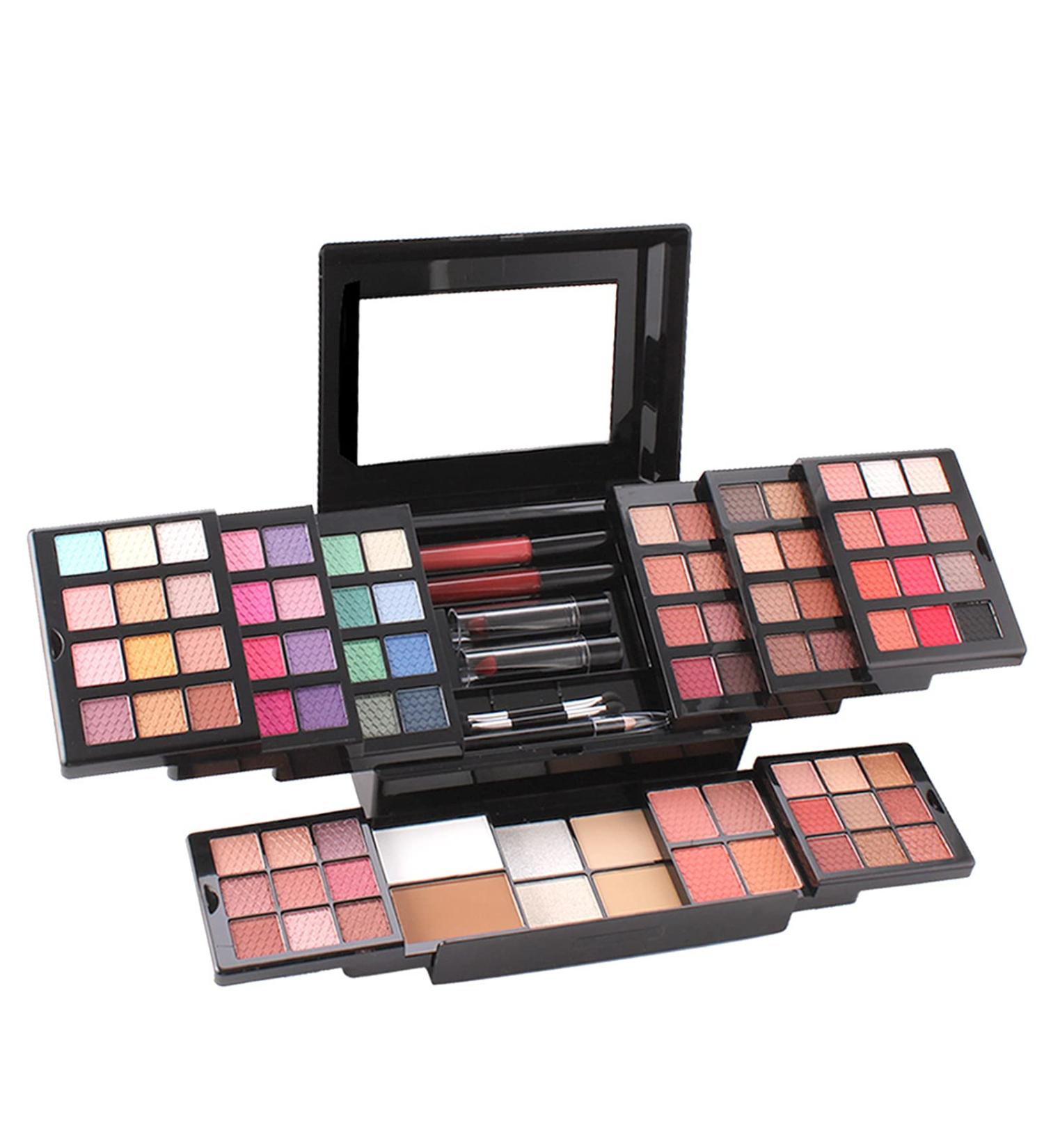 Mknzome Exquisite Cosmetics Gift Set | Multifunctional Makeup Kit for Face Eyes & Lips | Perfect Birthday Gift for Girlfriend - Eyeshadow Palette Lipstick Rouge & Pressed Powder #1 - Buy Online on GoSupps.com