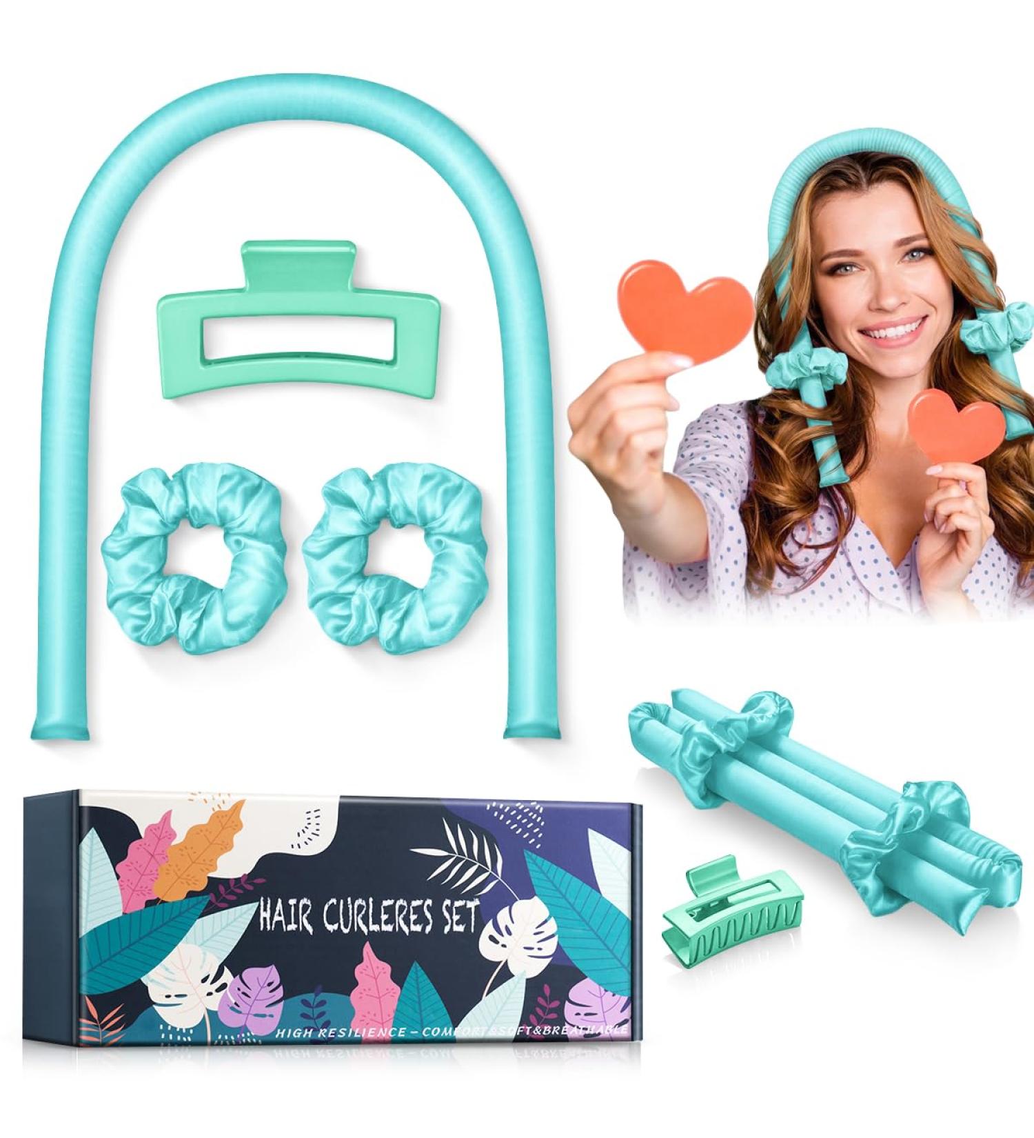 PINTAUR High Resilience Sponge Heatless Curling Rod Headband for Soft and Comfortable Heatless Curls - Cyan - Buy Online on GoSupps.com