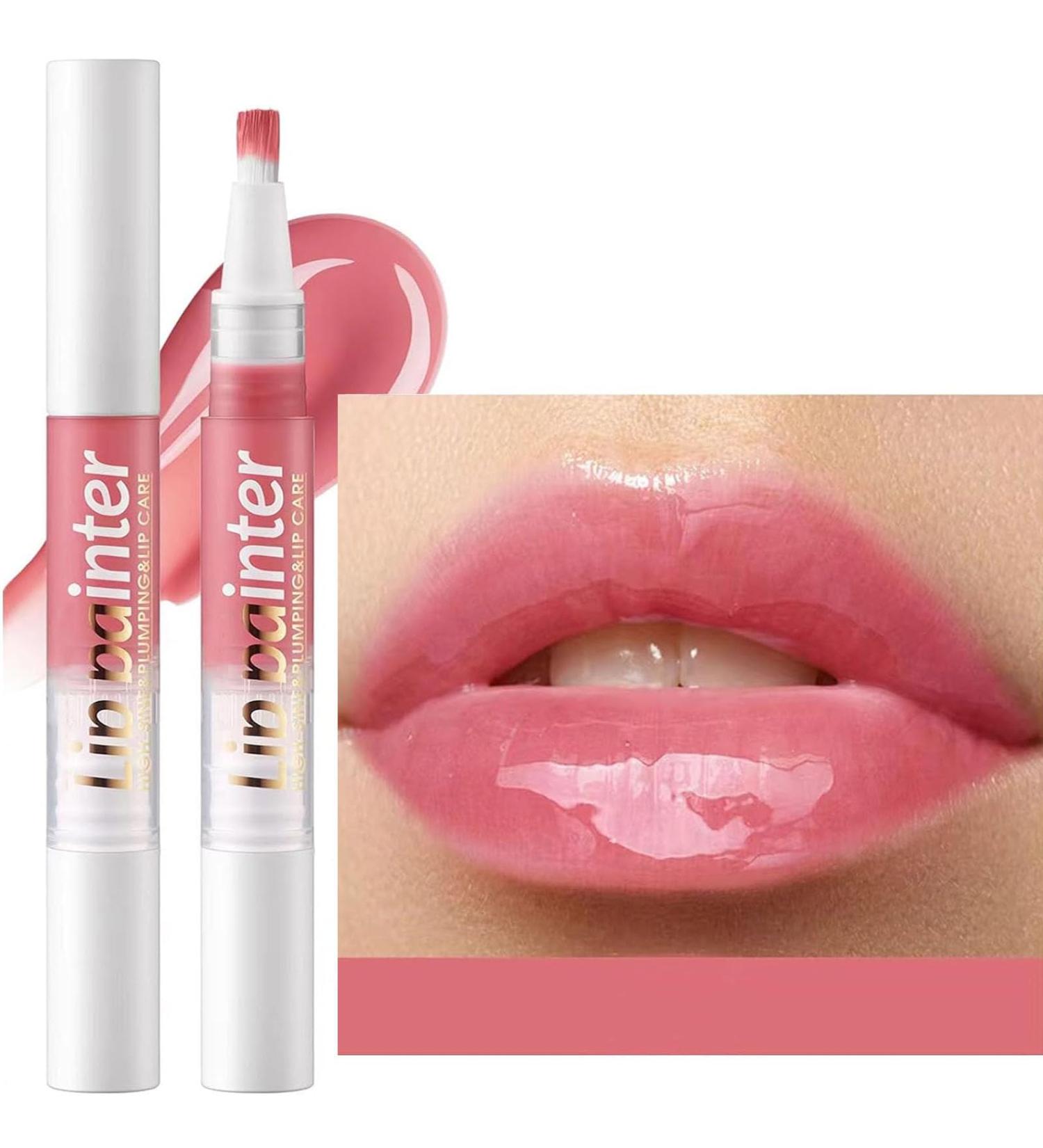Buy 2 in 1 Pink Lip Gloss & Lip Plumper - Vegan Shimmer Lip Oil for Women & Girls | Long-Lasting Moisturizing Lip Balm - Buy Online on GoSupps.com