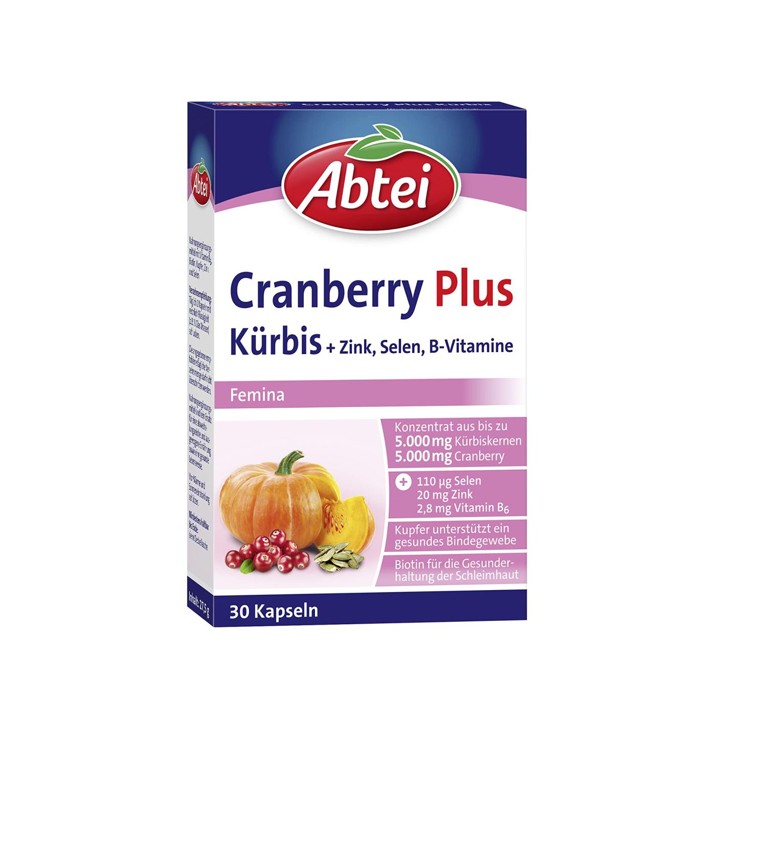 Abbey Cranberry Plus Pumpkin - High-Dose Nutritional Supplement for Connective Tissue Mucous Membrane & Immune Health - Zinc Selenium Biotin & B Vitamins - 30 Capsules (1 Pack) - Buy Online on GoSupps.com
