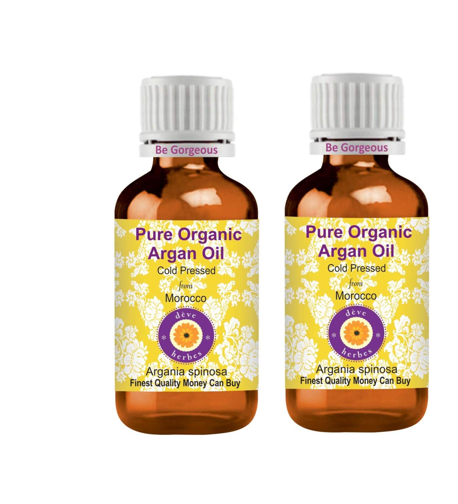 Dev Herbes Pure Organic Argan Oil - 100ml Pack of 2 | Cold-Pressed Moroccan Argania Spinosa | Natural Therapeutic Quality - Buy Online on GoSupps.com
