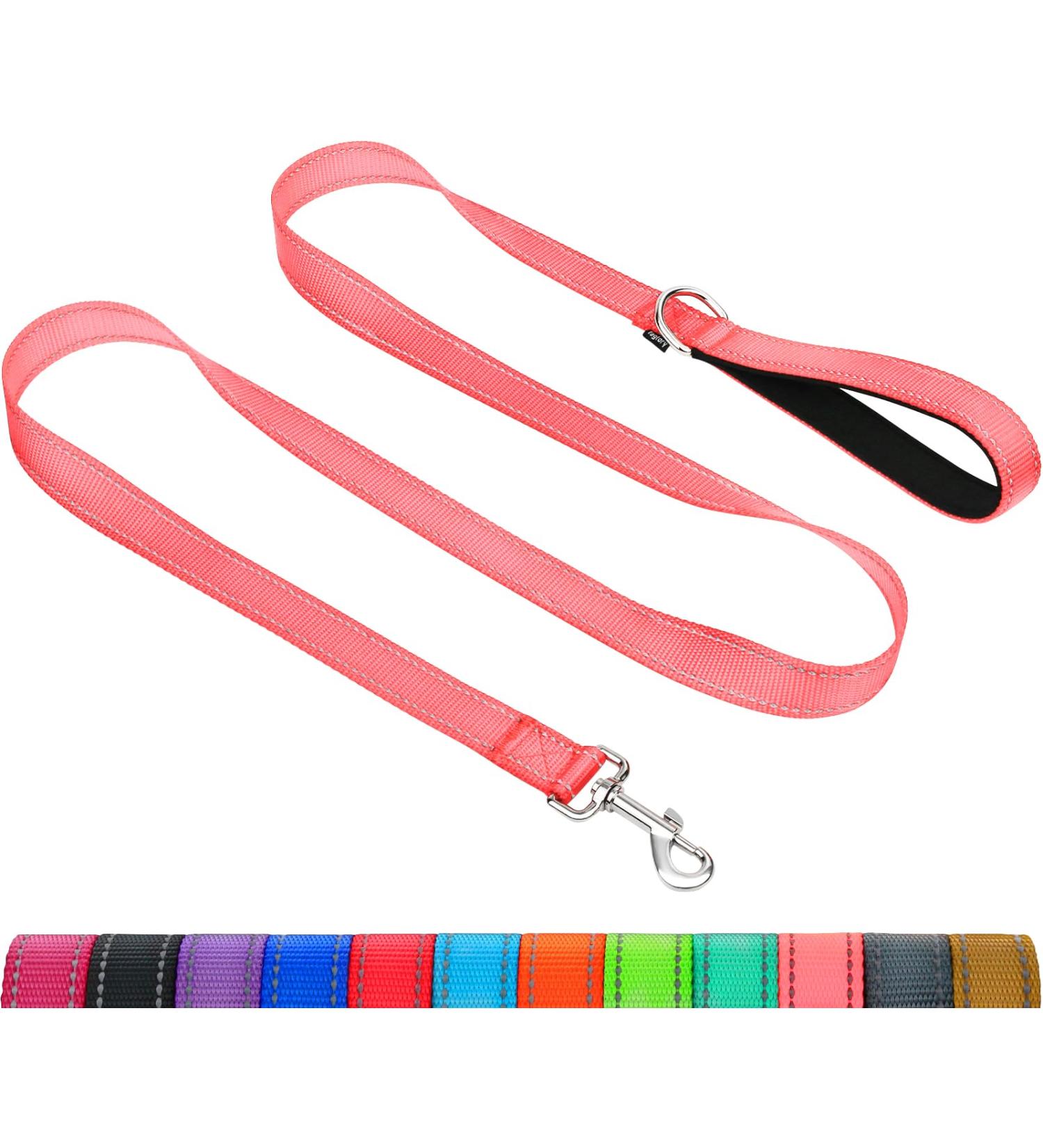 Taglory Reflective Dog Leash for Medium to Large Dogs | Padded Handle Supports 10-75 kg 1.2m x 2.5cm | Pink - Durable & Comfortable - Buy Online on GoSupps.com