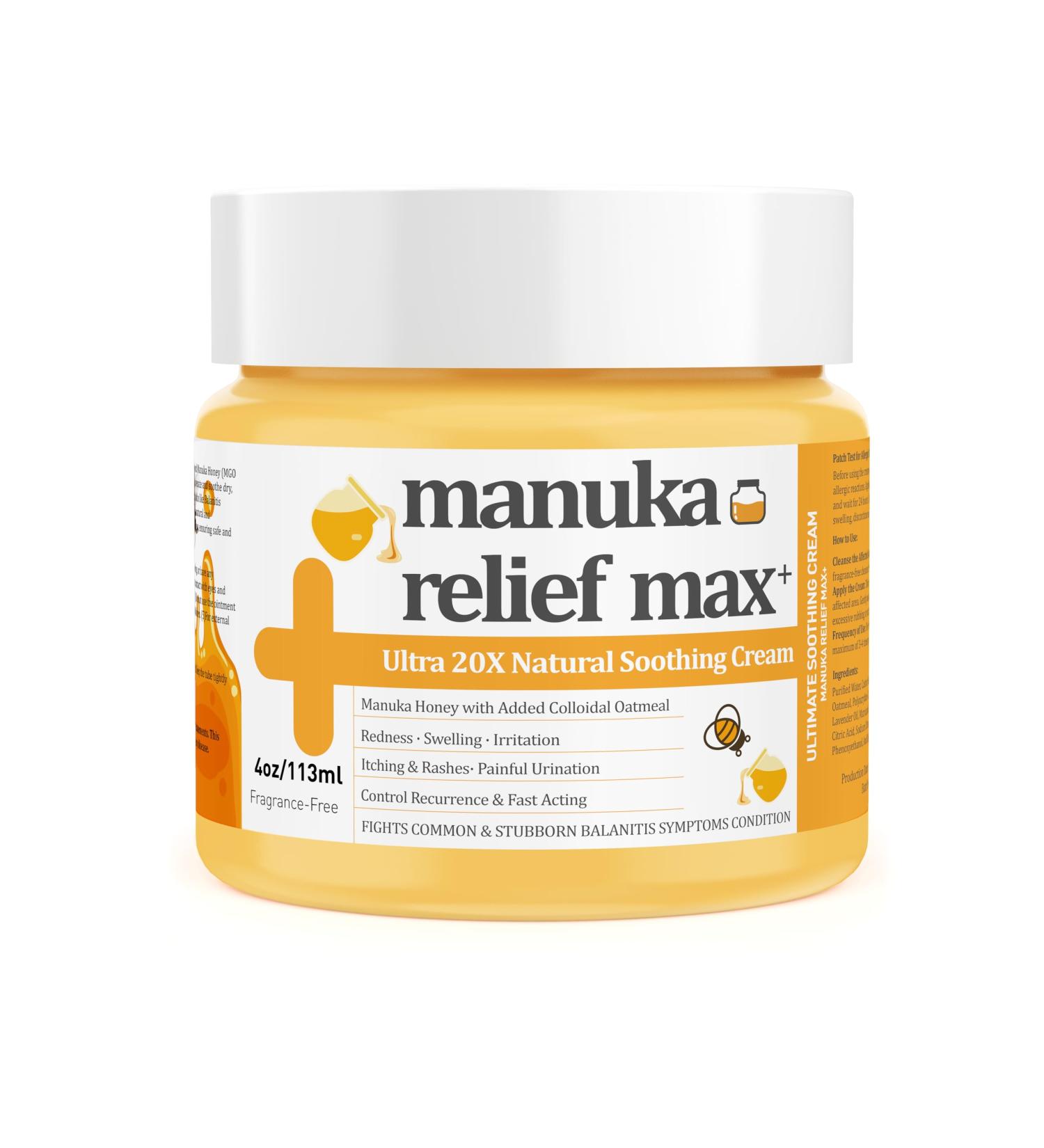 Balanitis Relief Cream - 100% Organic Manuka Honey & Tea Tree Oil Balm for Itch & Redness | Fast-Acting Soothing Ointment | 2 Fl Oz - Buy Online on GoSupps.com
