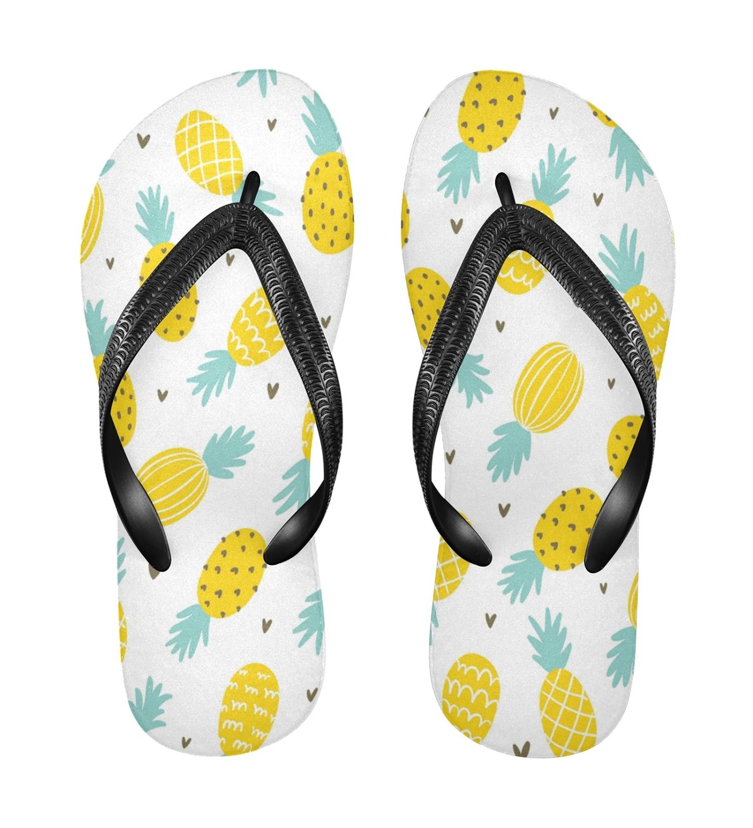Buy Mnsruu Pineapple Heart Flip Flops | Multicolor Large Size for Home Hotel Spa & Travel - Stylish Comfort for Men & Women - Buy Online on GoSupps.com