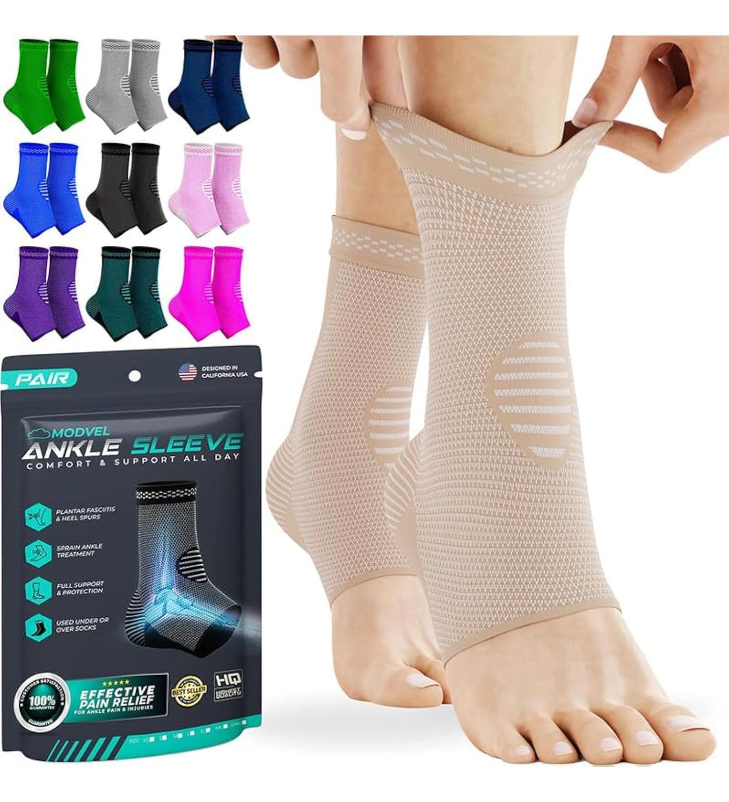 Modvel Foot & Ankle Brace Socks - Compression Support for Sprains Tendonitis & Arthritis | Unisex Ankle Sleeve for Sports & Recovery - Buy Online on GoSupps.com