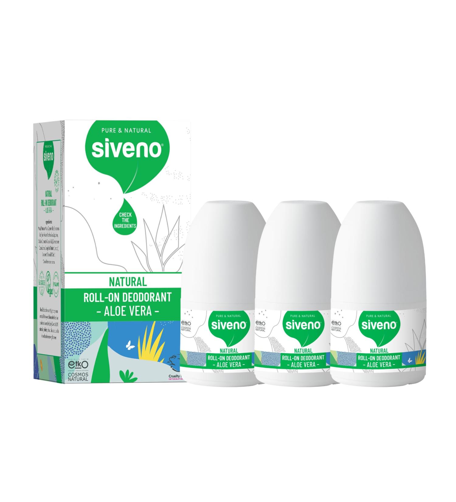 Siveno All Natural Deodorant Roll-On | Aluminum Free Deodorant for Women & Men | Organic Vegan | Fresh Non Staining Non Irritating | Cruelty Free Non Toxic Paraben Free | Aloe Vera Pack of 3 Aloe Vera 1.76 Fl Oz (Pack of 3) - Buy Online on GoSupps.com