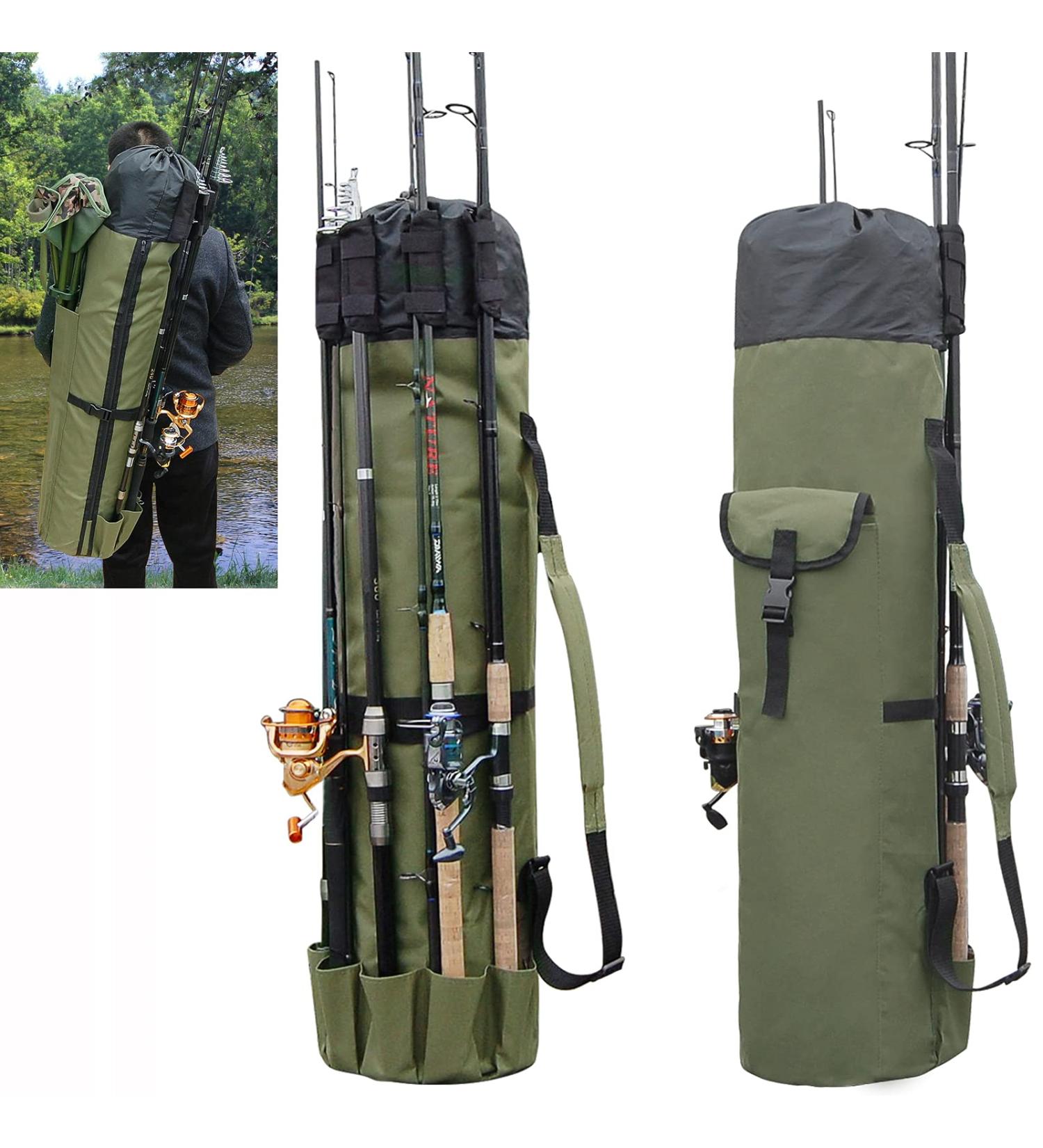 JSHANMEI Waterproof Fishing Pole Bag with Rod Holder - Holds 5 Poles, Tackle Storage & Organizer for Men - Travel Case with Large Capacity - Buy Online on GoSupps.com