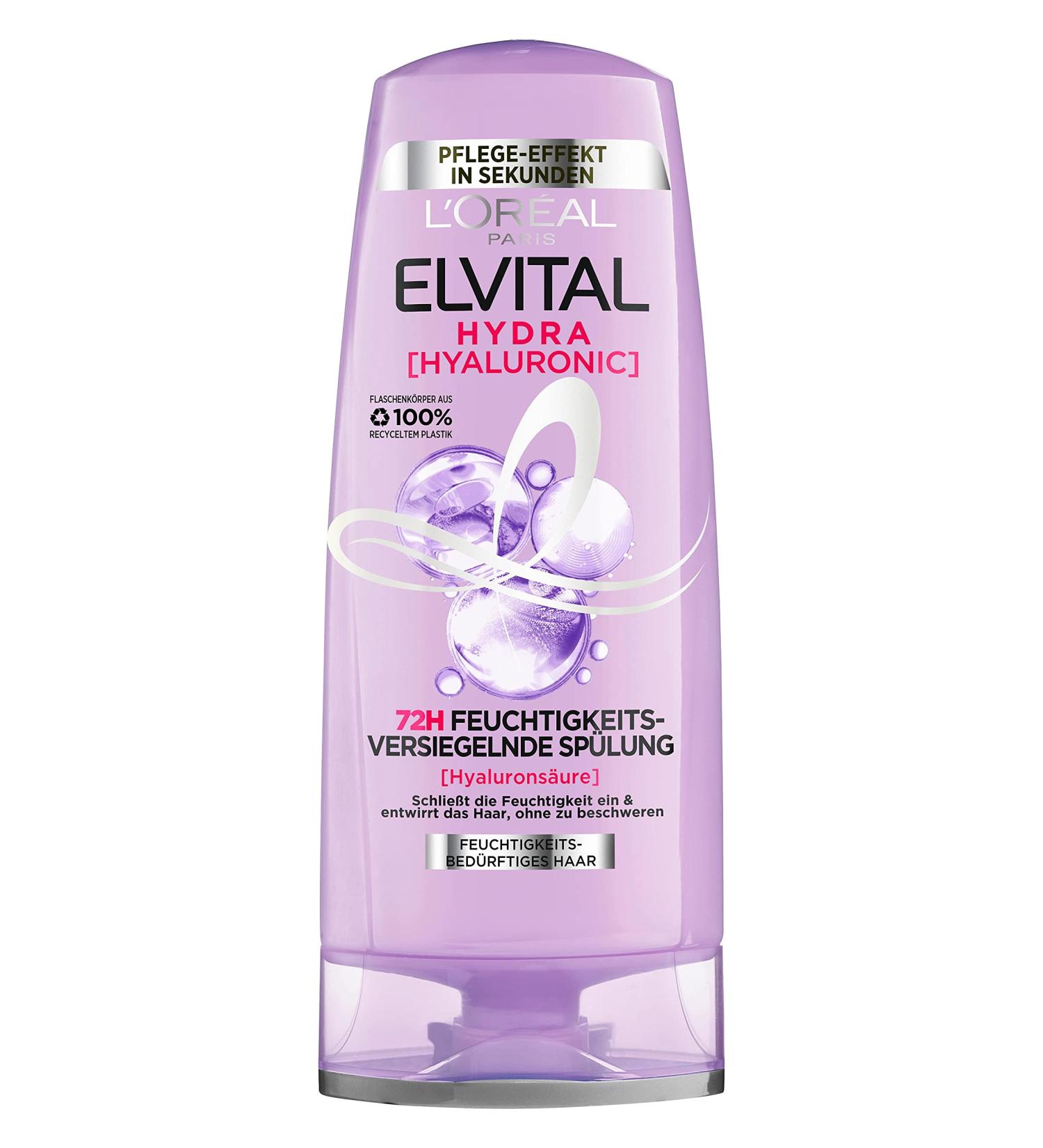 L'Or al Paris Elvital Moisturizing Rinse Conditioner 250ml | Shiny Hair & Hydration with Hyaluronic Acid - Buy Online on GoSupps.com