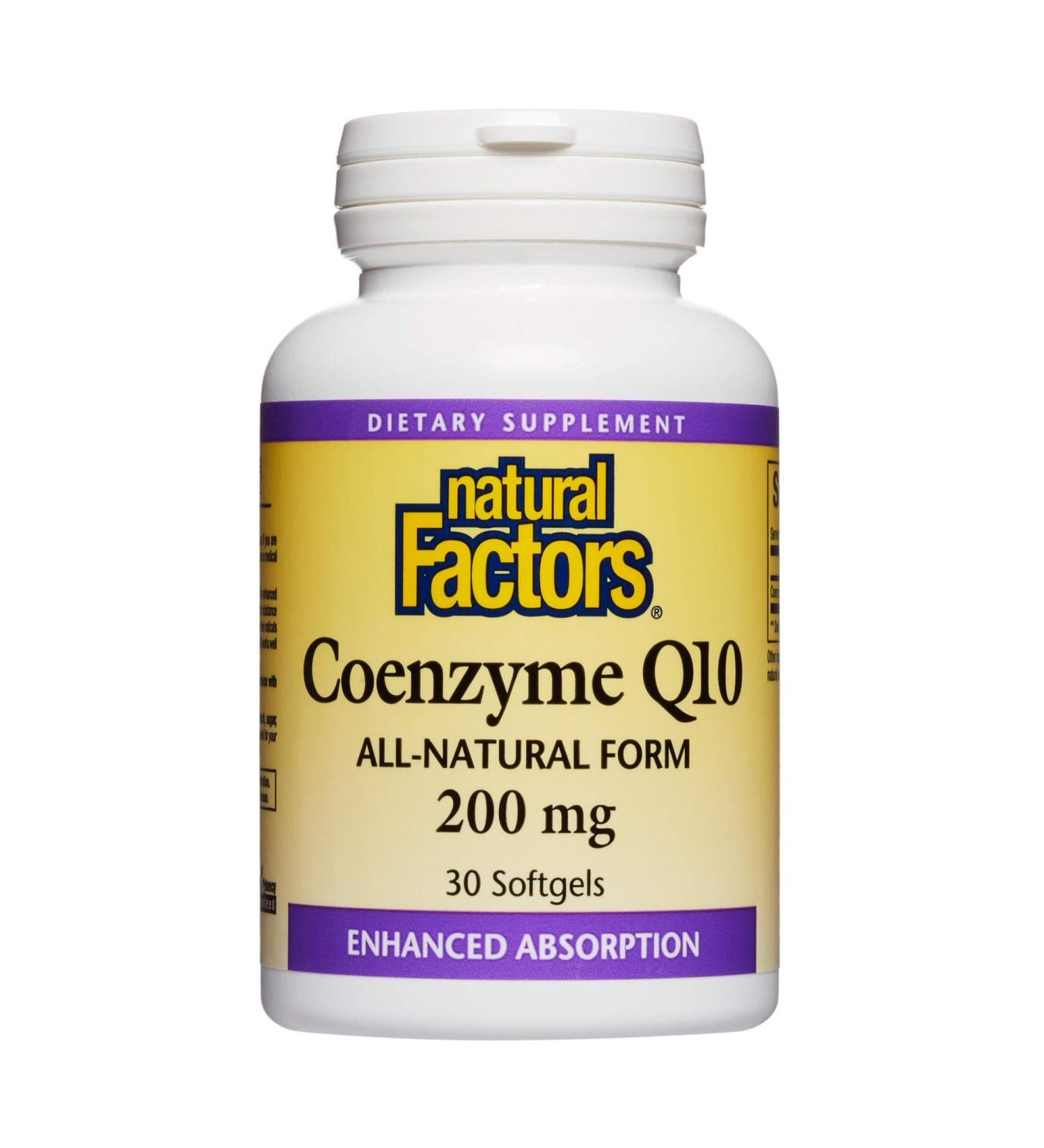 Natural Factors Coenzyme Q10 200 mg - 30 Softgels for Heart Health & Energy - Buy Online on GoSupps.com