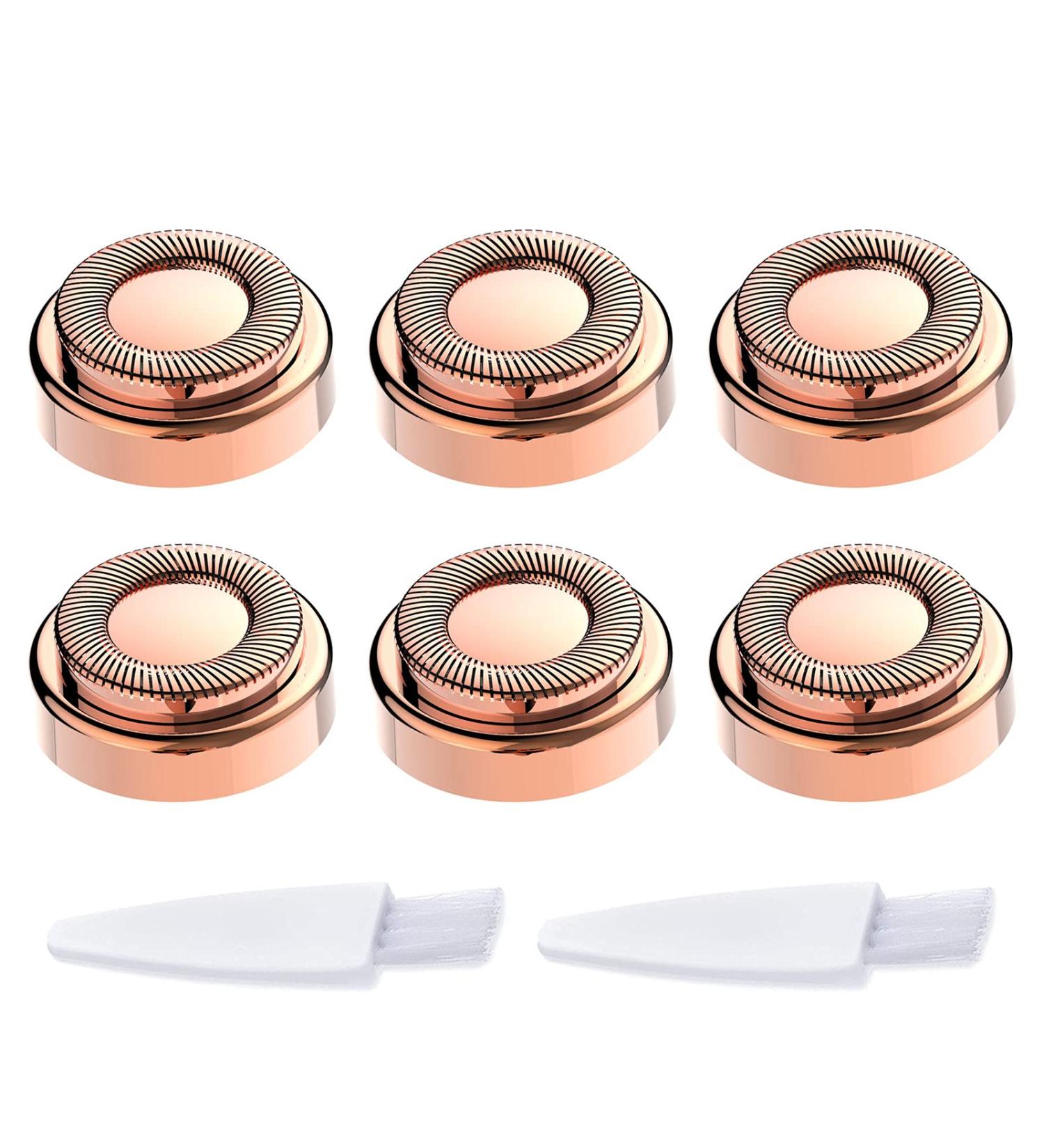 6 PCS Rose Gold Facial Hair Remover Replacement Heads for Women - Compatible with Finishing Touch Flawless Tool - 18K Gold Plated Blades - Includes Cleaning Brush - 2pcs - Buy Online on GoSupps.com