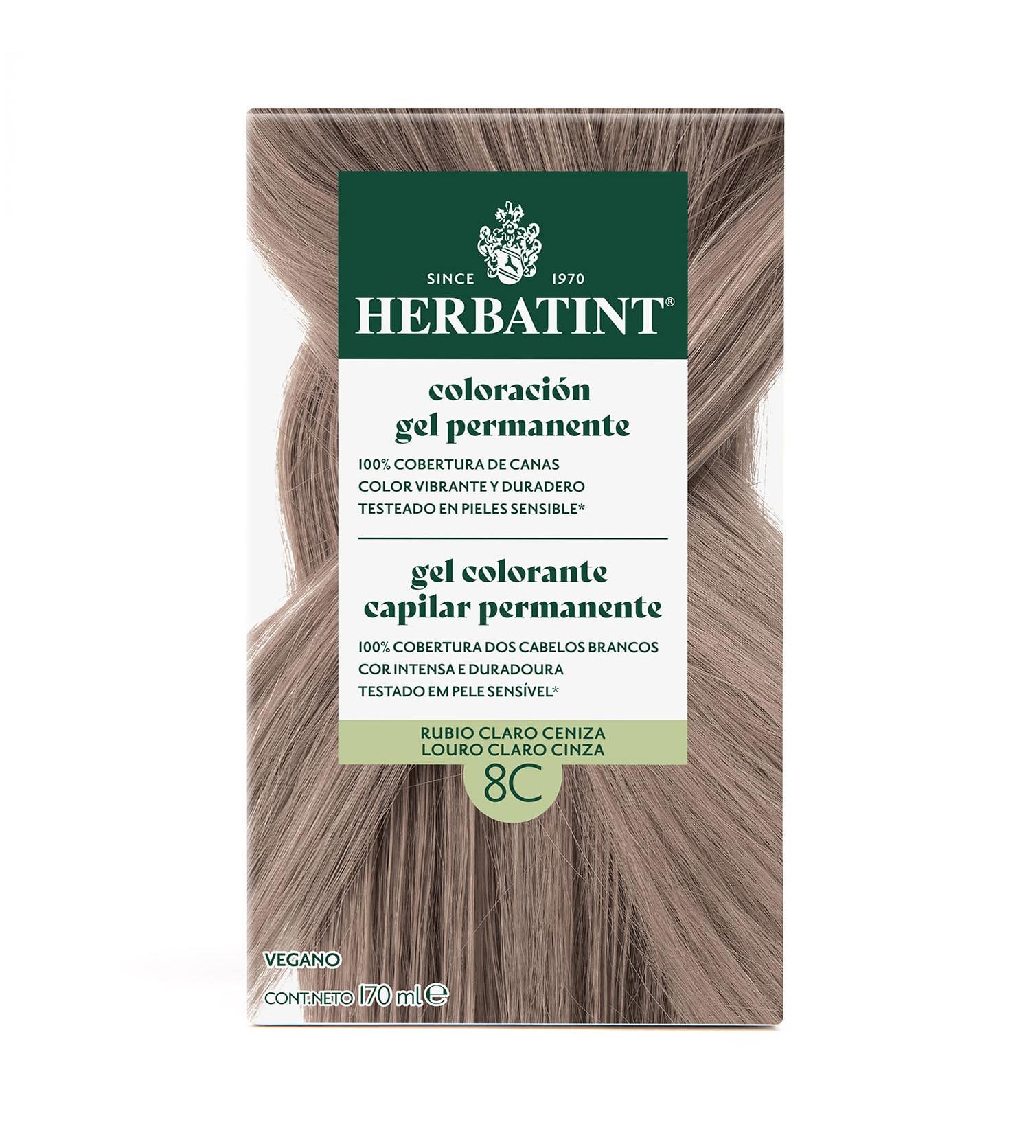 Herbatint Herbatint Gel Hair Color 8C Light Ash Blonde 170ml Ammonia-Free Optimal Gray Coverage with 8 Organic Extracts Ideal for Sensitive Skin