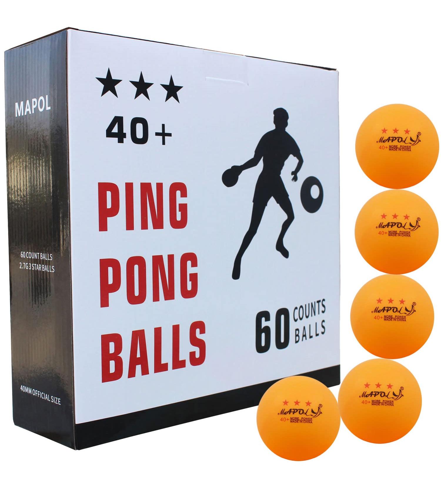 MAPOL 3-Star 40+ Premium Ping Pong Balls - Orange 60-pack - Buy Online on GoSupps.com