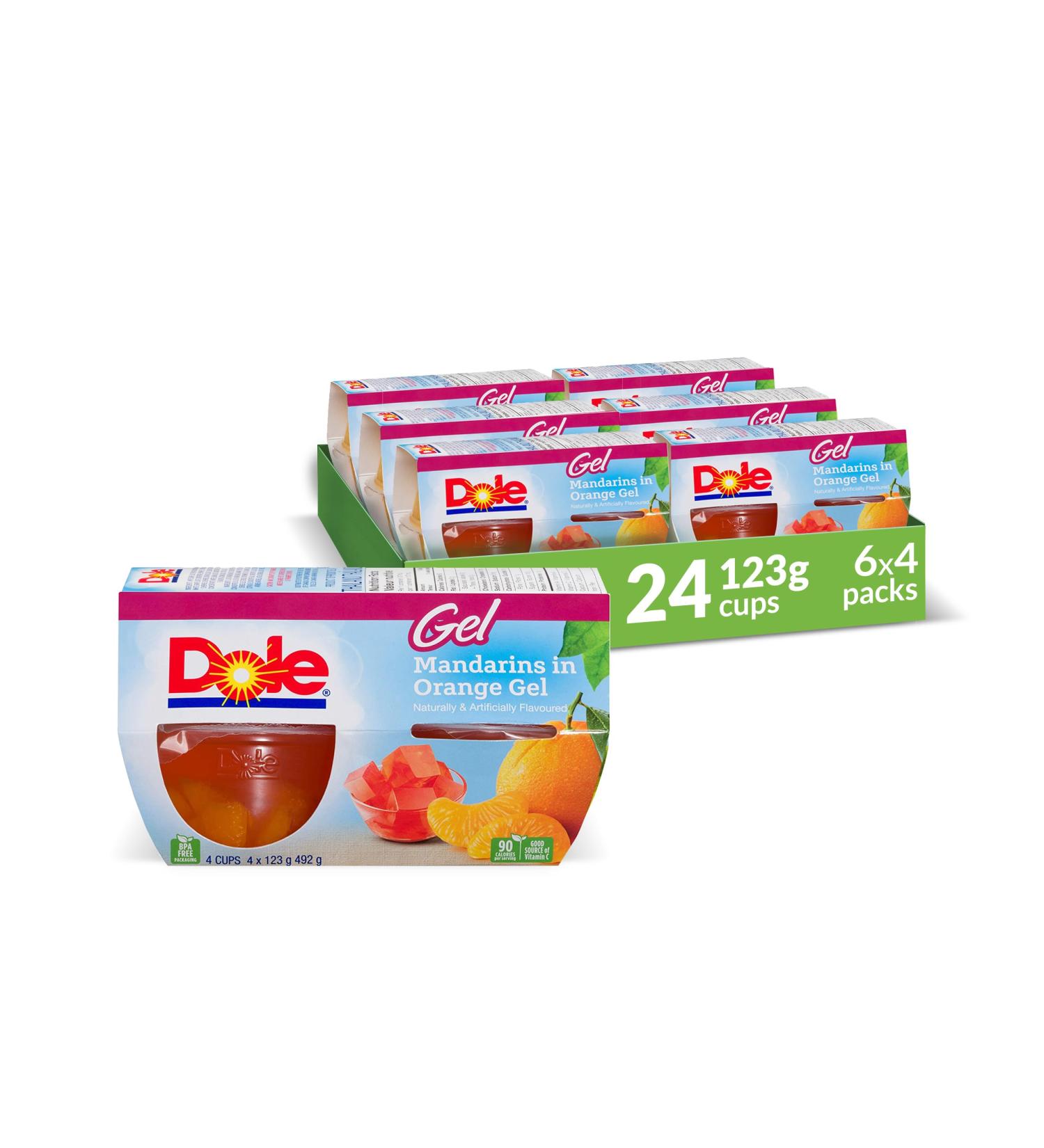 Dole Fruit Bowls Mandarin Oranges in Orange Gel Healthy School Snacks 123g 24 Cups Mandarins in Orange Gel 123g (Pack of 24) - Buy Online on GoSupps.com