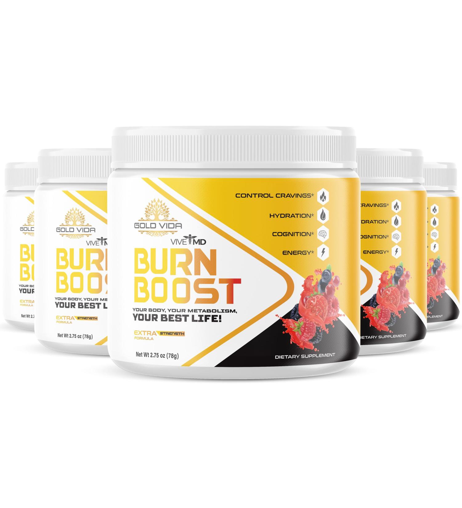 Burn Boost Powder - Official Maximum Strength Dietary Supplement with BCAA & L-Glutamine - Revolutionary Energy Solution Reviews (5 Pack) - International Shipping Available - Buy Online on GoSupps.com