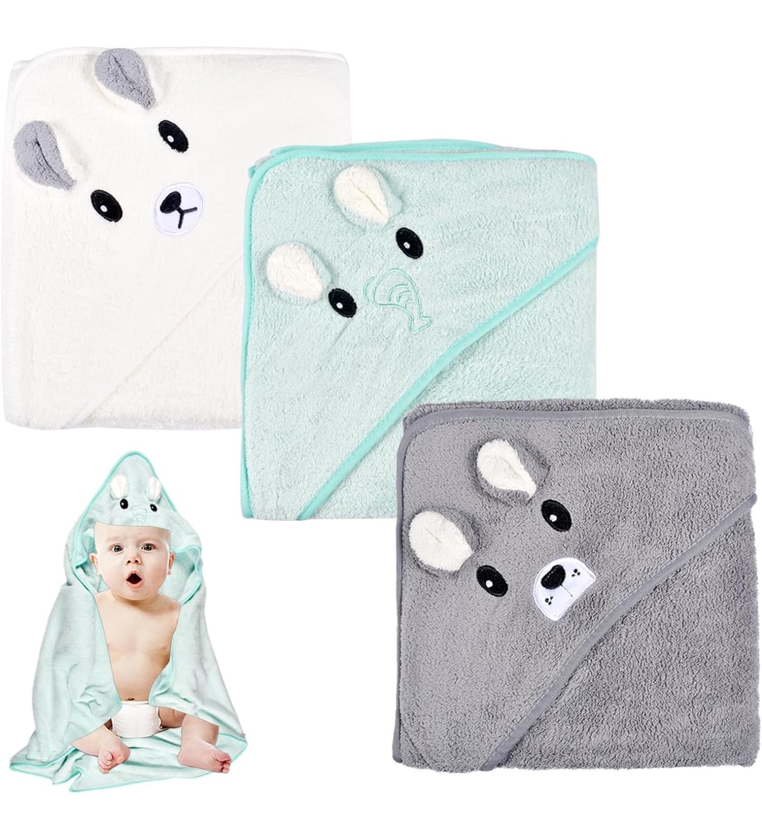 Forhome 3-Pack Baby Hooded Bath Towels 80x80 cm - Cute Unisex Towels for Ages 0-5 - Buy Online on GoSupps.com