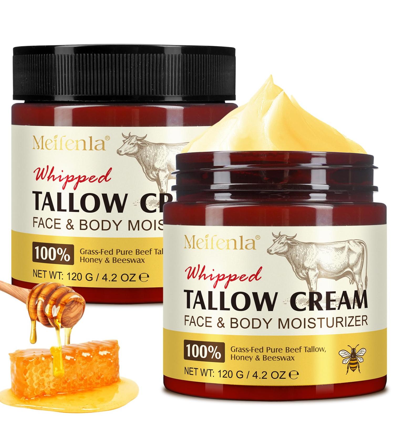 Beef Tallow Skincare - Cr me bio de suif de b uf - Baume Tallow and Honey Balm - Cr me de b uf - Cr me de b uf bio - Nourrie l'herbe - Cr me hydratante pour peau craquel e et s che - 2 - Buy Online on GoSupps.com