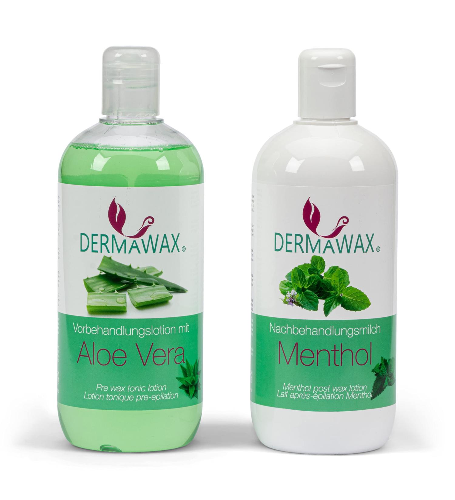 Dermawax Skin Care Set: Pre & Post Wax Treatment with Aloe Vera & Menthol - Removes Wax Residues - Buy Online on GoSupps.com