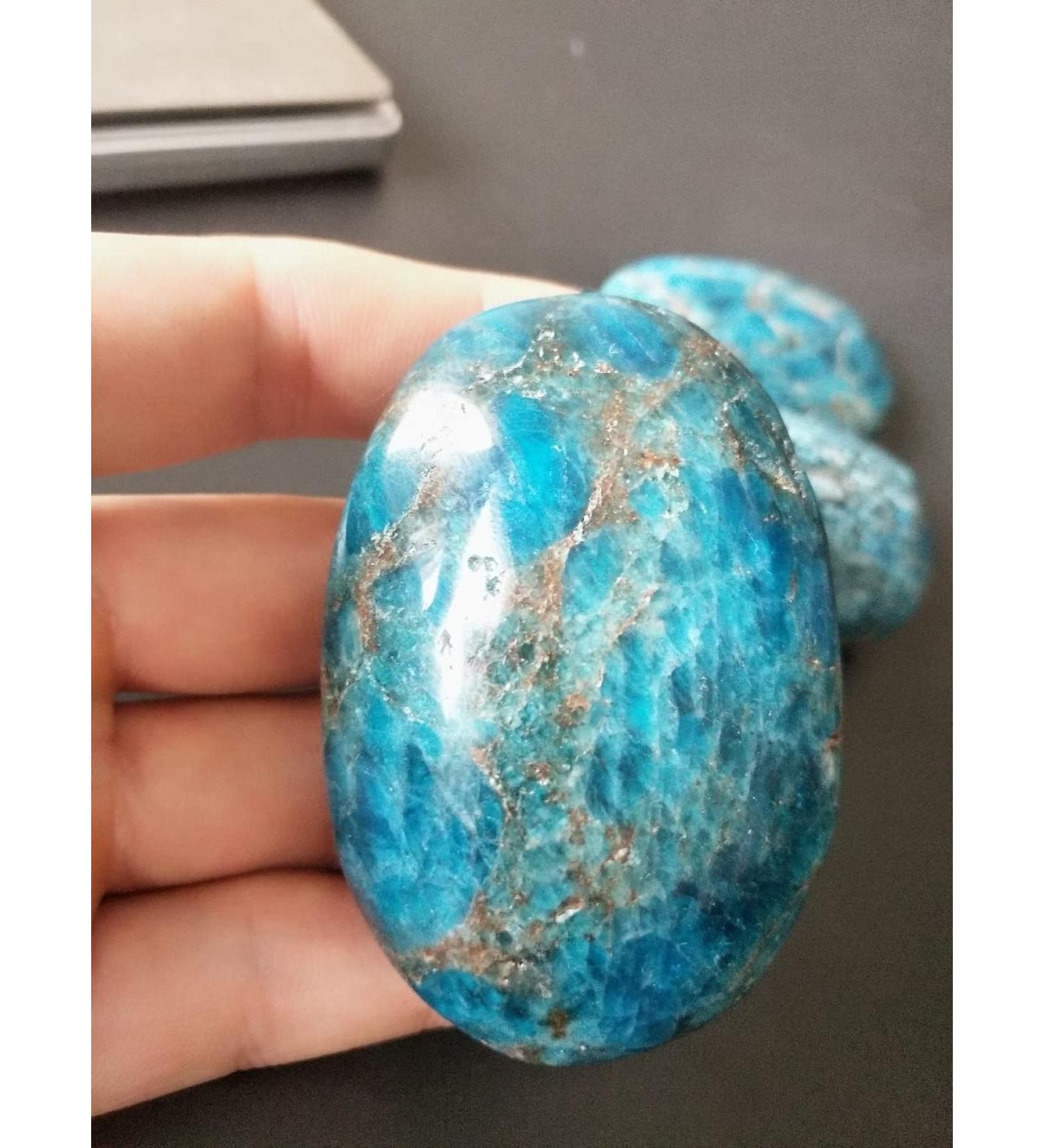 Crystal Natural Blue Apatite Palm Stone Crystal Stone - Buy Online on GoSupps.com