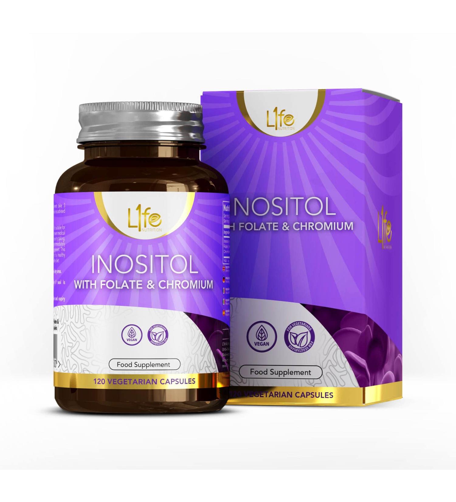 High-Dose Vegan Ln Inositol Capsules - 120mg Myo-Inositol Folate & Chrome | Gluten & Allergen-Free - Buy Online on GoSupps.com