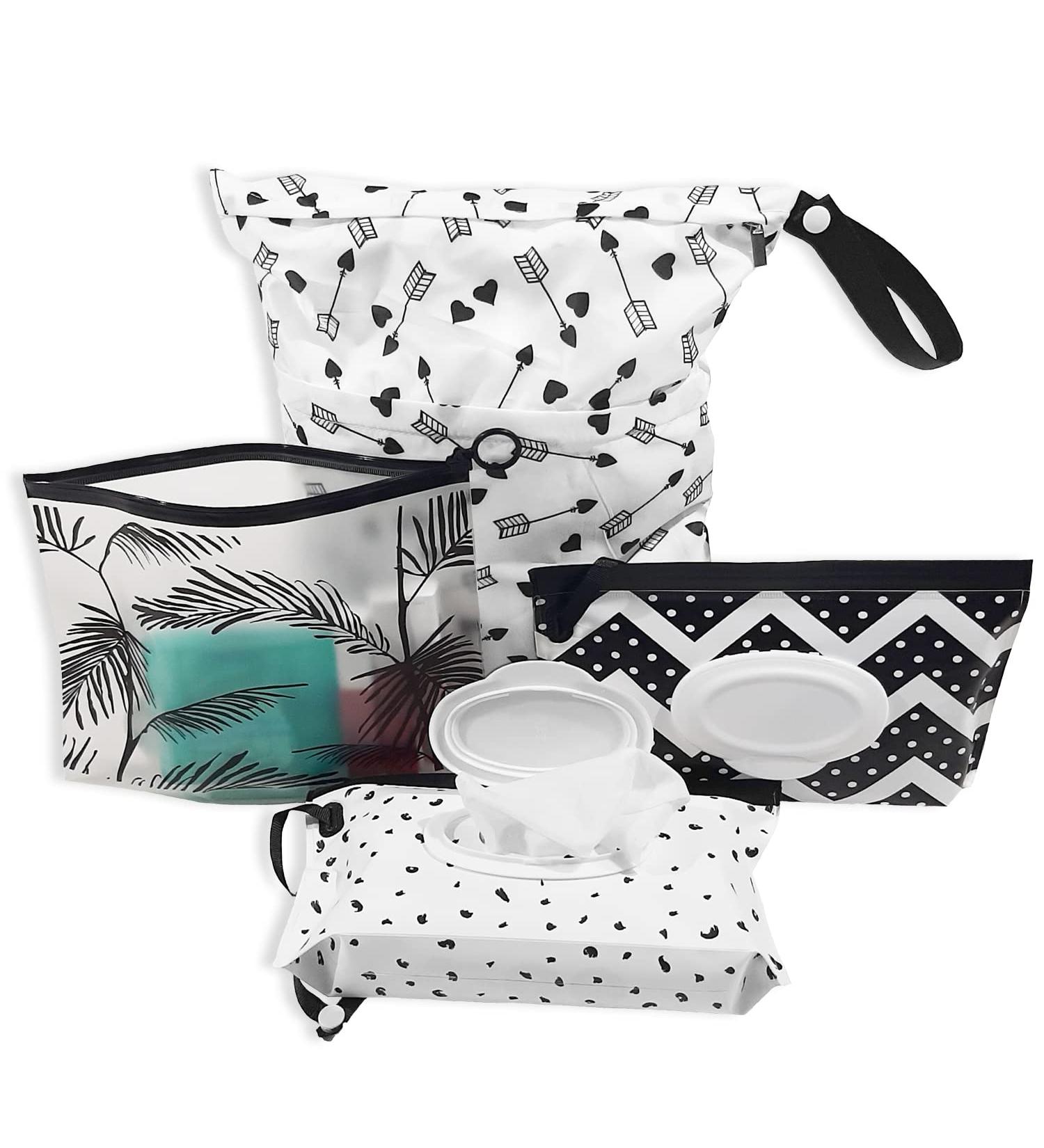 Black Arrows Wet and Dry Diapers Bag with Wet Wipes Cases - Storage Bag for Personal Belongings - Buy Online on GoSupps.com