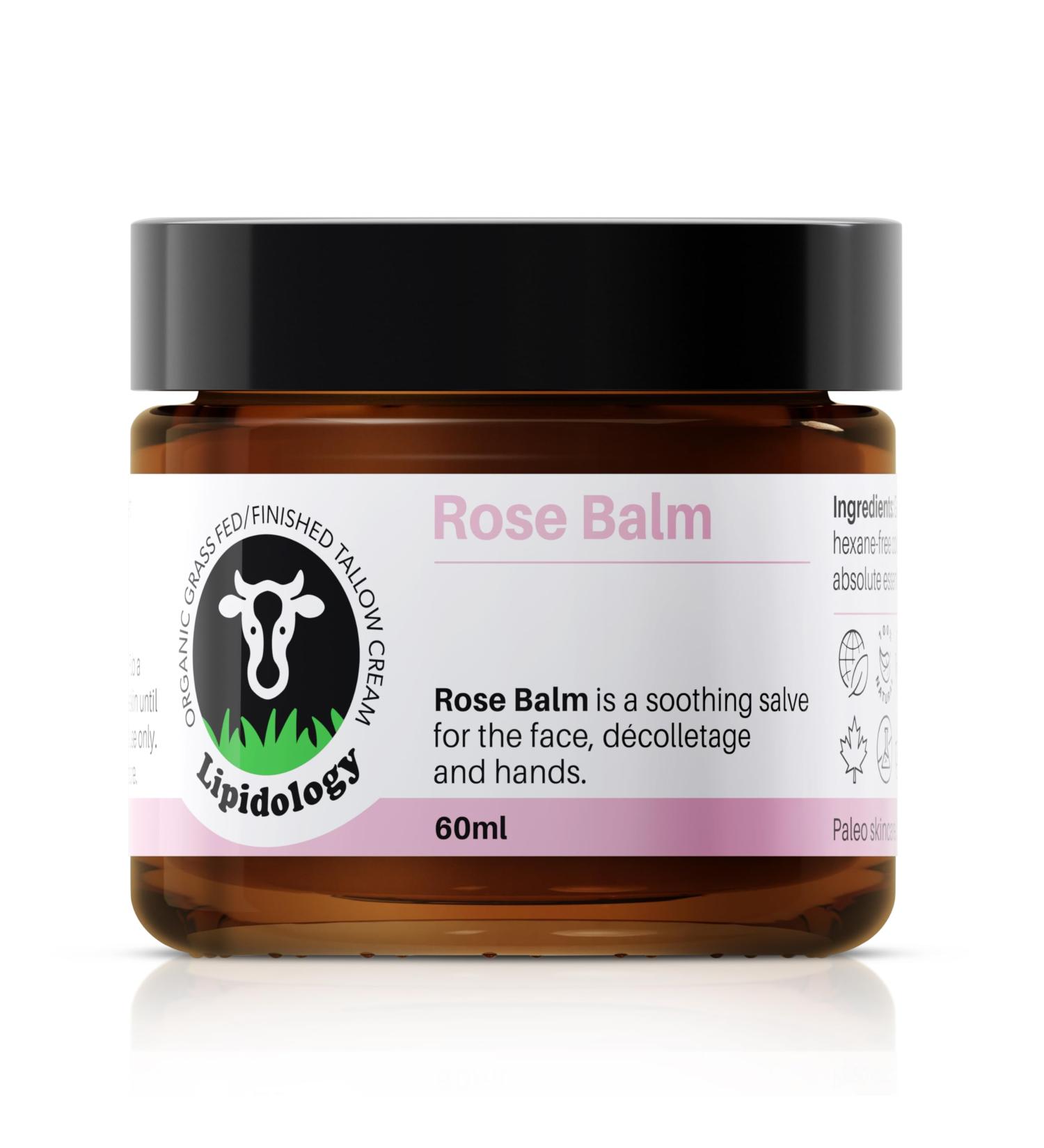 Organic Rose Balm Tallow Cream Natural Moisturizer for Face & Body | Sensitive Skin | Lipidology 60ml - Buy Online on GoSupps.com