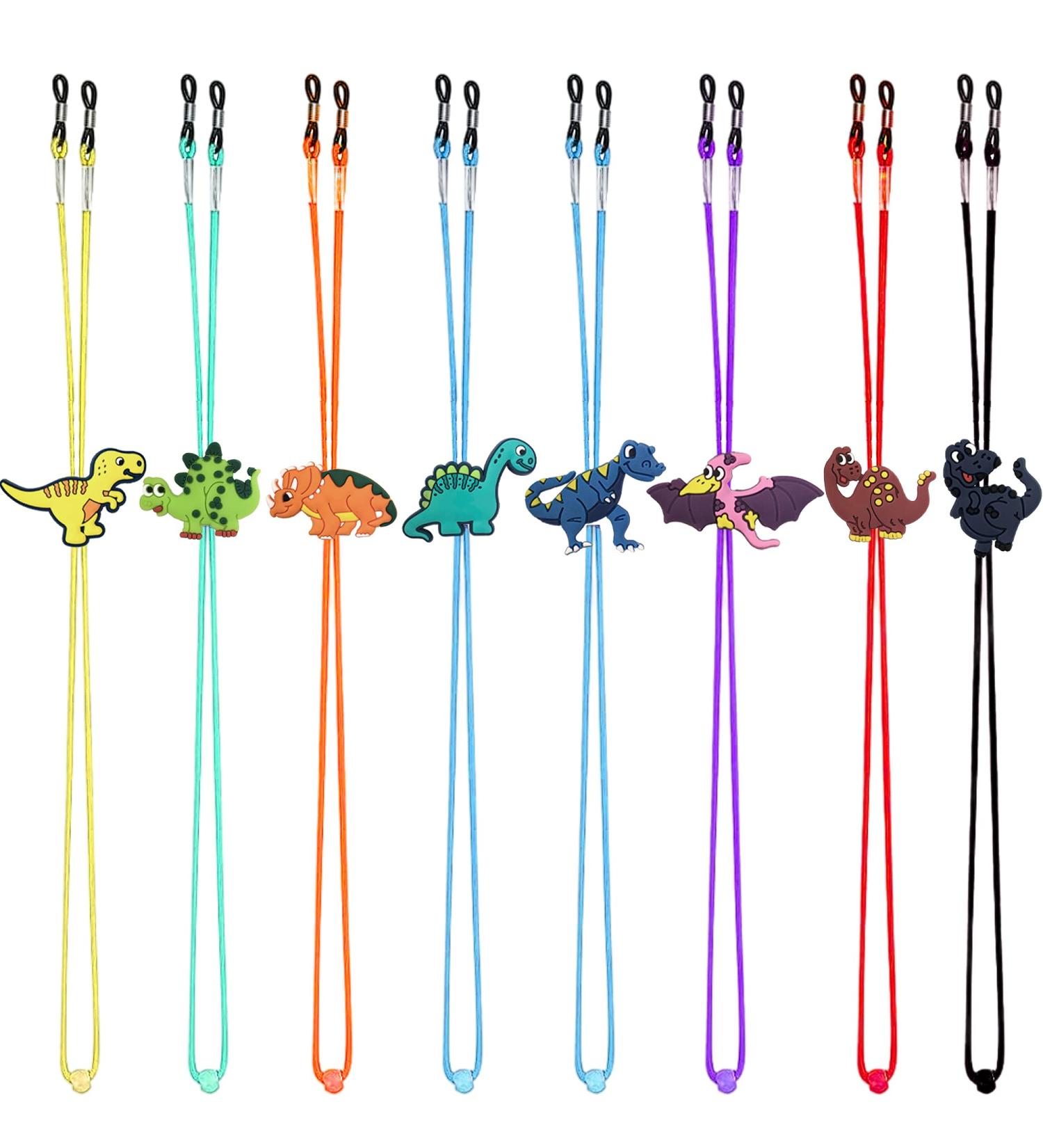 ZXSWEET 8 PCS Adjustable Dinosaur Eyeglass Straps for Kids | Anti-Slip Glasses Holders for Boys & Girls - Multicolor - Buy Online on GoSupps.com
