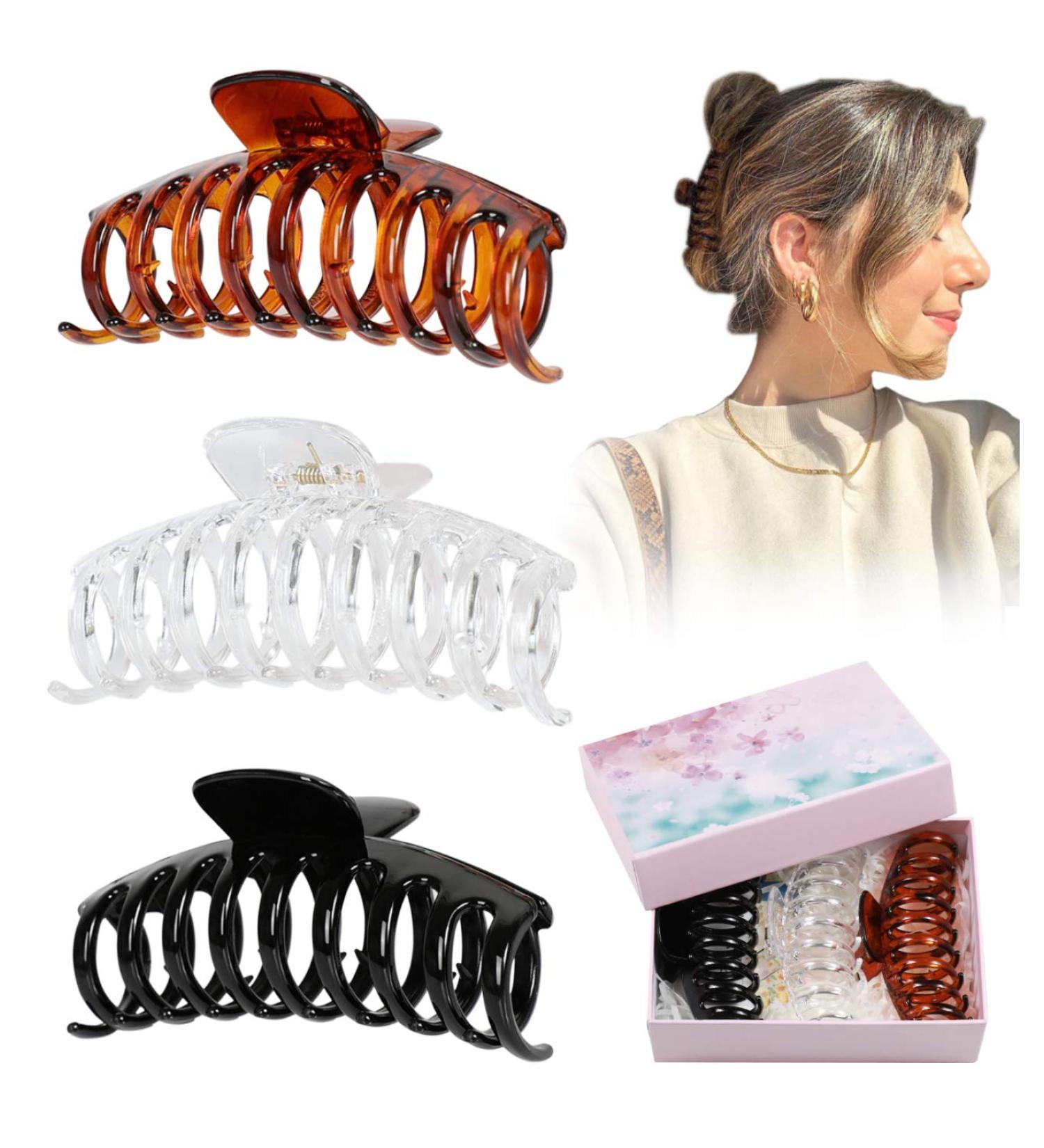 DAYAMY Clear Banana Hair Claw Clips - NonSlip Strong Hold for Thick Hair, 4.3 Inch Big Hair Jaw Accessories for Girls & Women - Buy Online on GoSupps.com