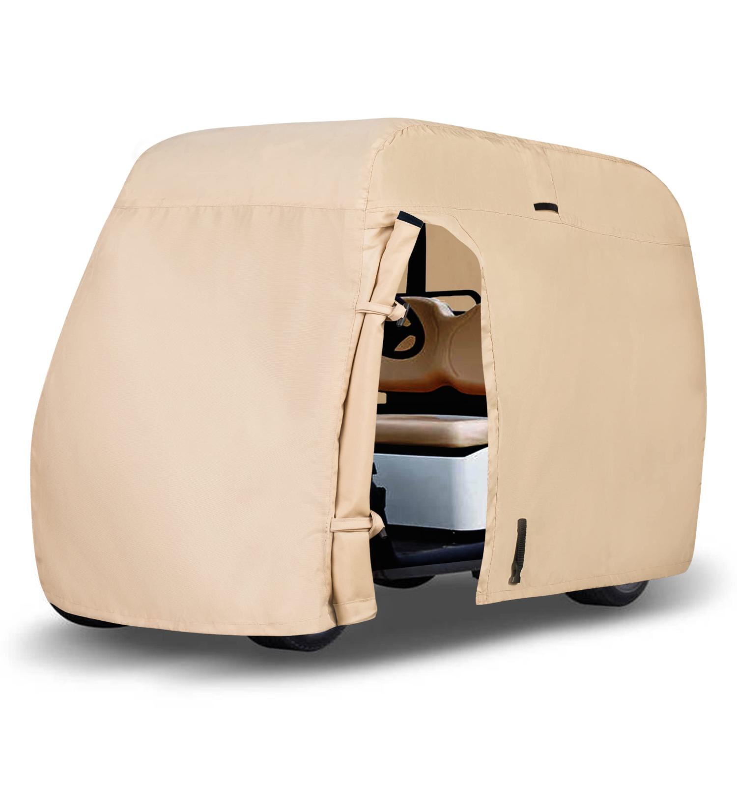 GoHimal Golf Cart Cover - 4 Passenger 600D Waterproof Sunproof Roof 80 for EZ GO, Club Car & Yamaha | Dustproof & Durable Premium Fabric - Beige - Buy Online on GoSupps.com