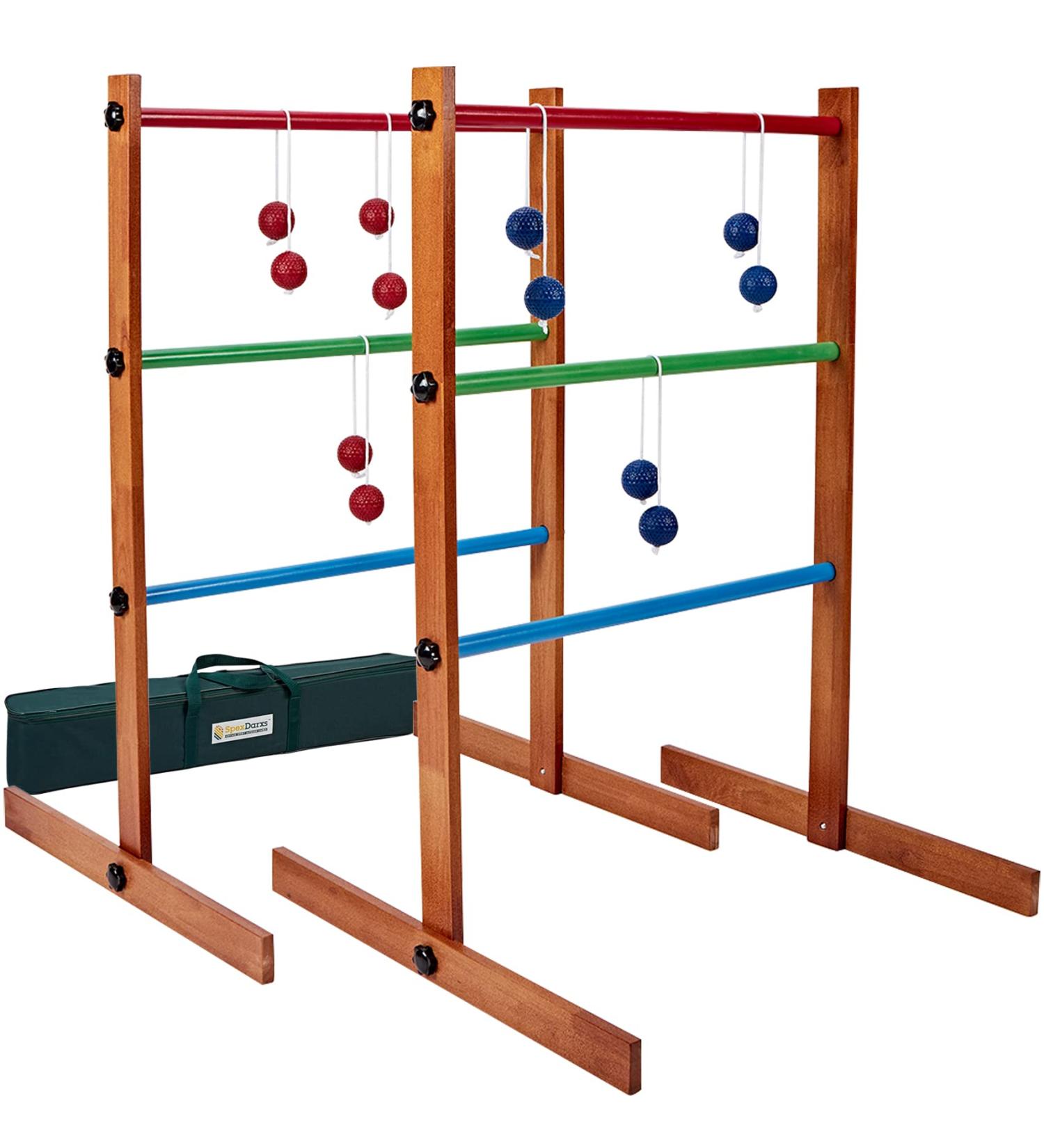 SpexDarxs Ladder Toss Outdoor Game Set - Wooden Golf Toss with Ladder Ball Bolas & Carrying Bag - Fun for Kids & Adults - 35inch - Buy Online on GoSupps.com