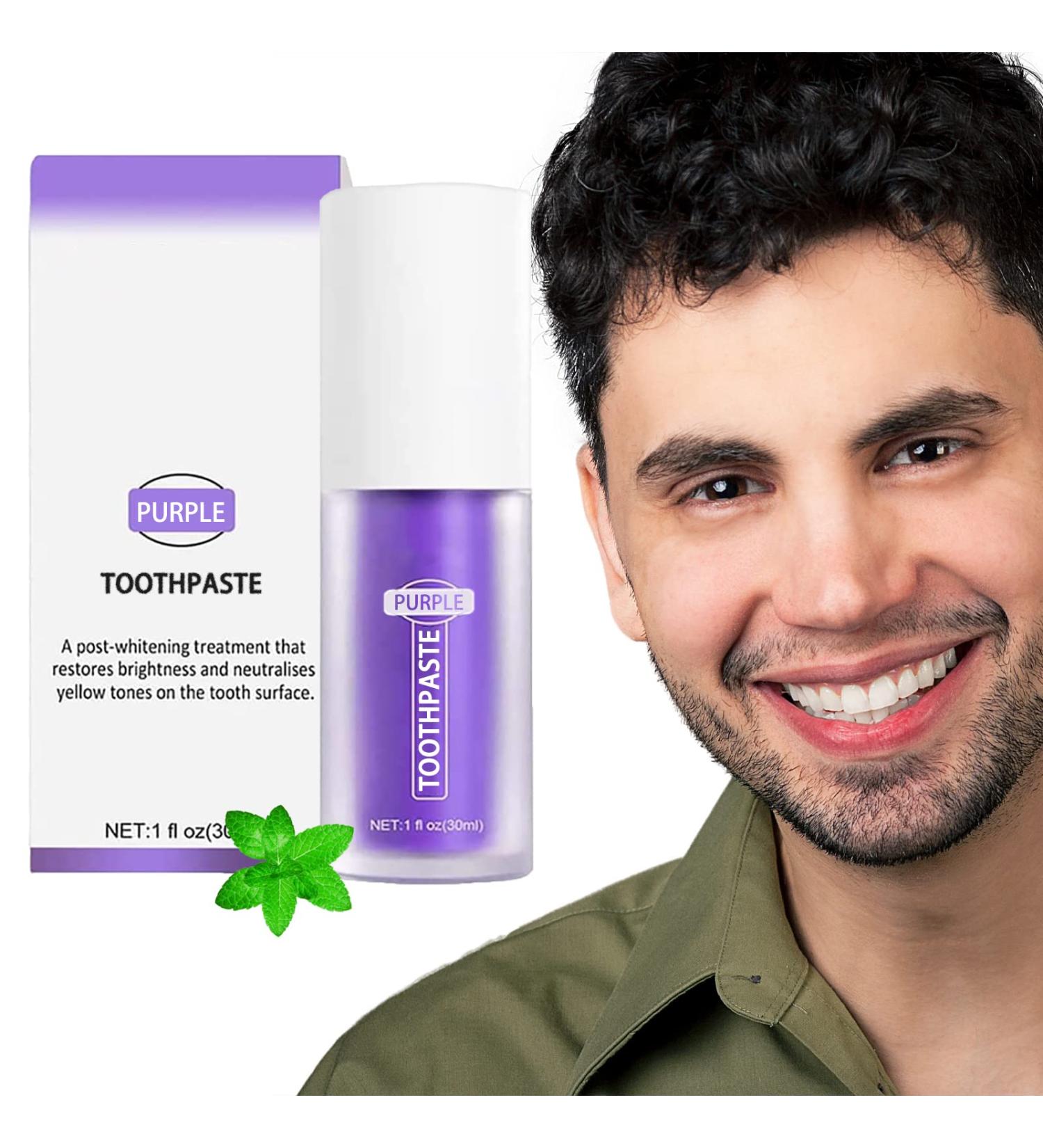 Purple Teeth Whitening Toothpaste for Sensitive Teeth - Intensive Stain Removal and Deep Cleansing - Buy Online on GoSupps.com