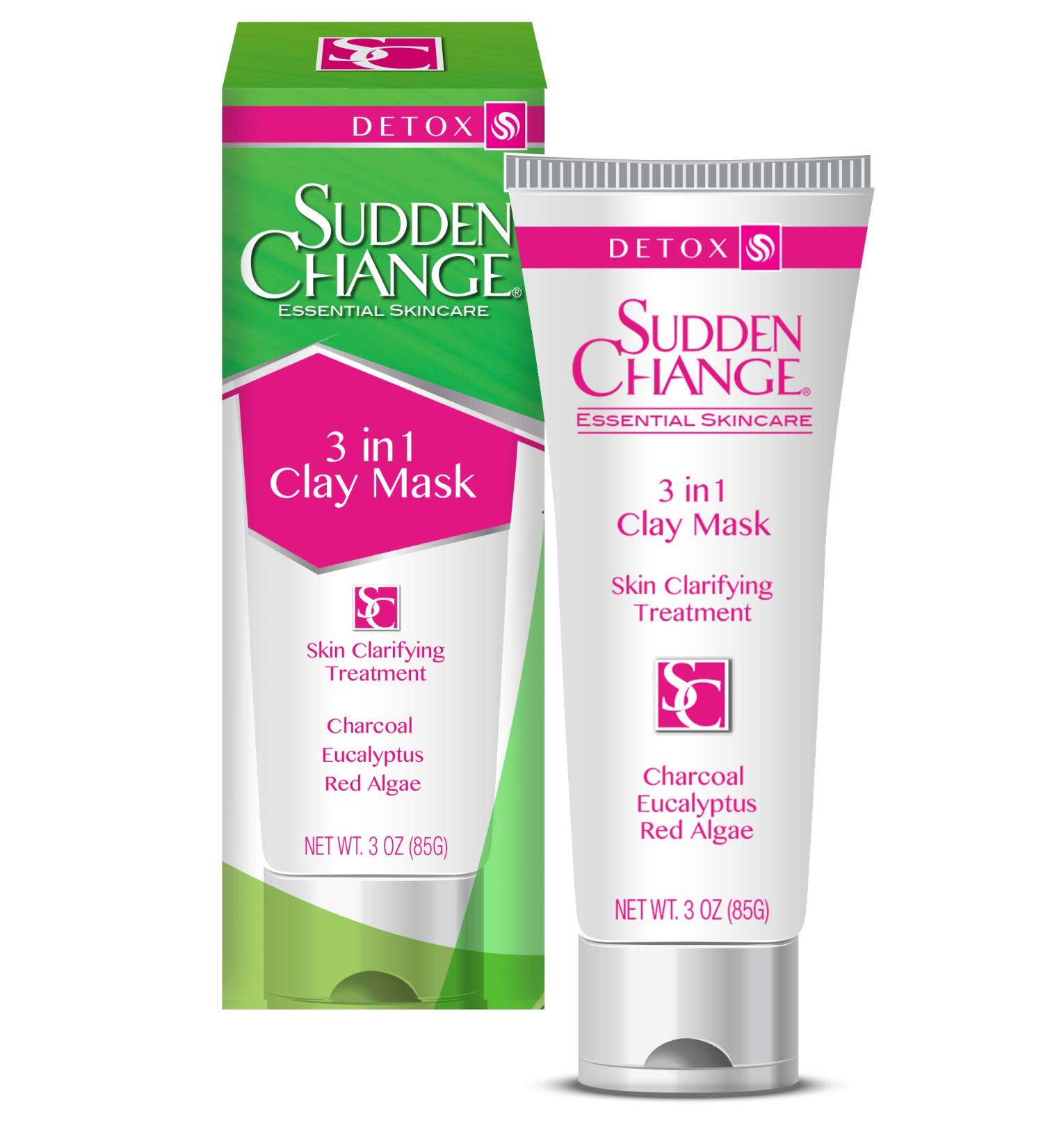 Sudden Change 3-In-1 Charcoal Clay Mask - Hydrating & Toning Face Mask for Sensitive & Dry Skin - 3 Oz - International Shipping Available - Buy Online on GoSupps.com