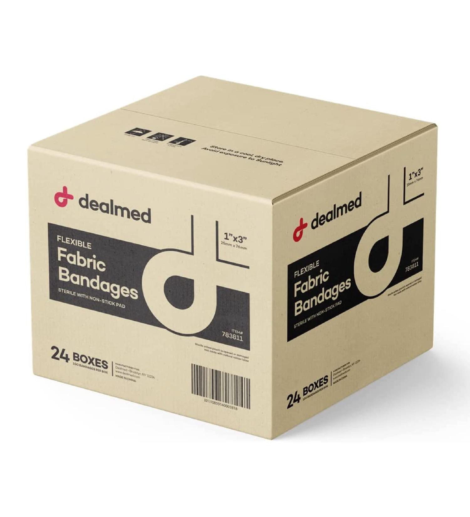 Dealmed 1x3 Inch Sterile Flexible Fabric Adhesive Bandages - 2400 Count - Breathable First Aid Strips for Medical Emergency Kits - Buy Online on GoSupps.com
