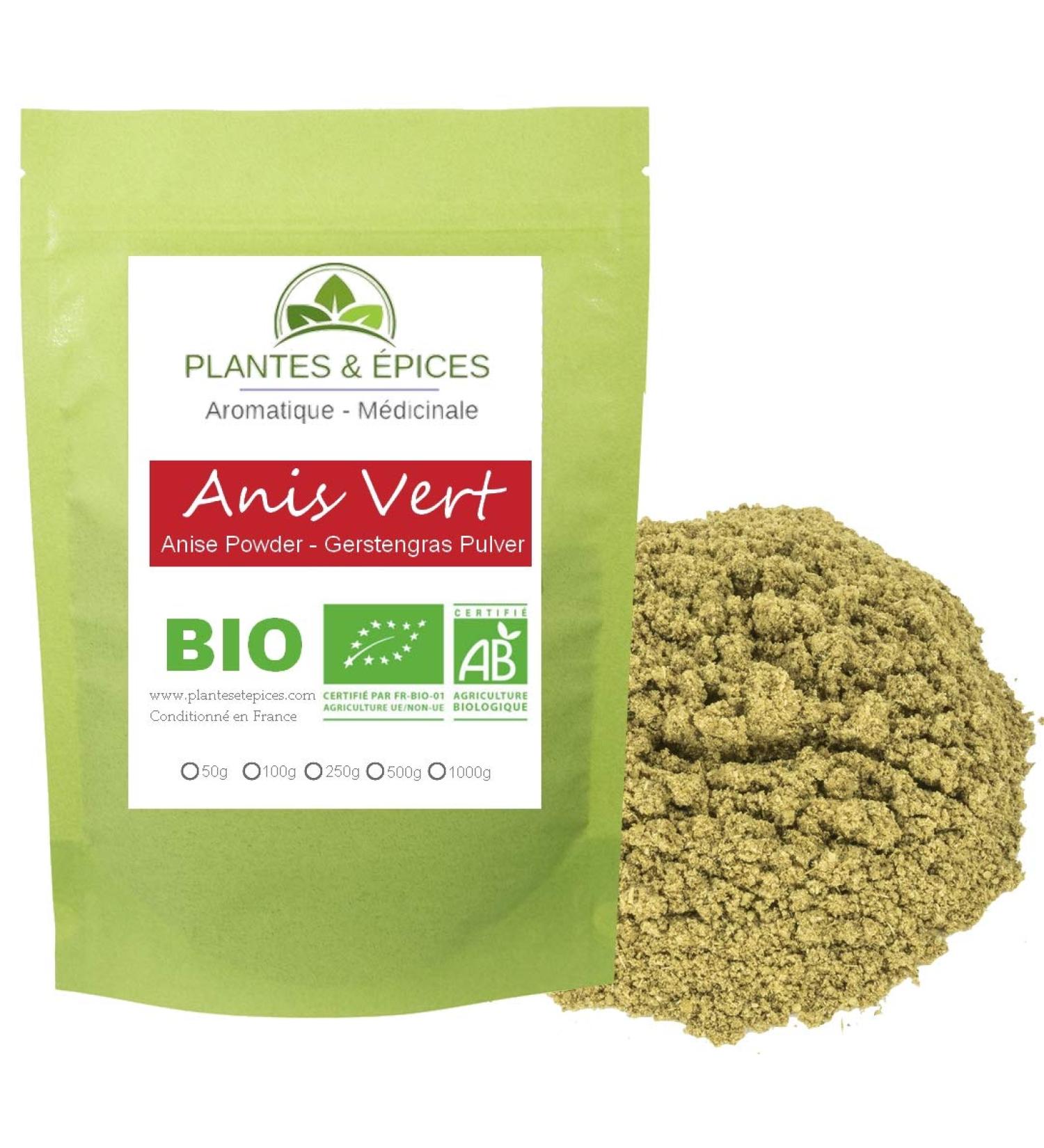 Plants & Spices - Organic Ground Green Anise Powder, no additives 100% Natural - Resealable Biodegradable Freshness Bag (250g)