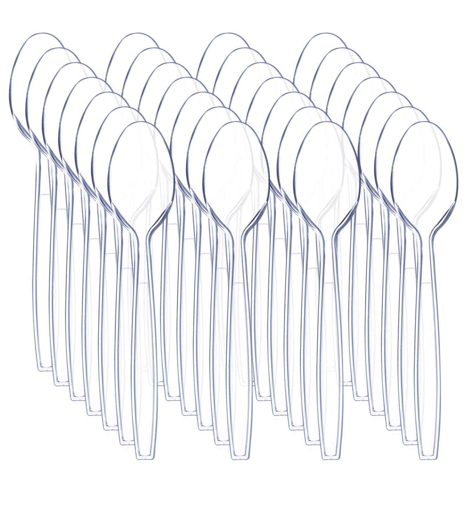 360 Clear Plastic Spoons - Heavyweight Disposable Cutlery - 6.7inch Heavy Duty Utensils for Parties and Restaurants - Buy Online on GoSupps.com