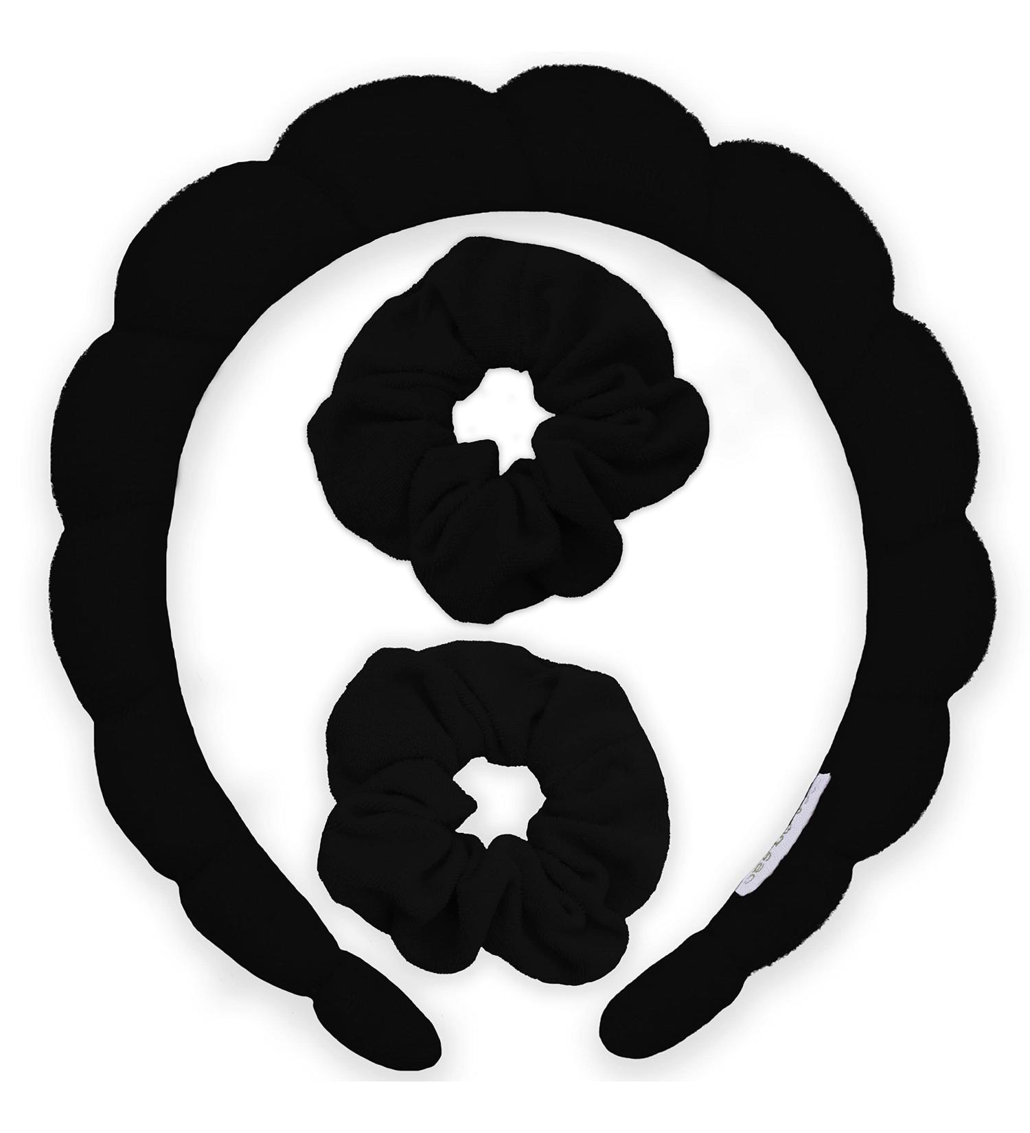 FROG SAC Puffy Spa Headband and Wristband Set for Girls and Women - Terry Cloth Makeup and Skincare Headbands - Black - Buy Online on GoSupps.com