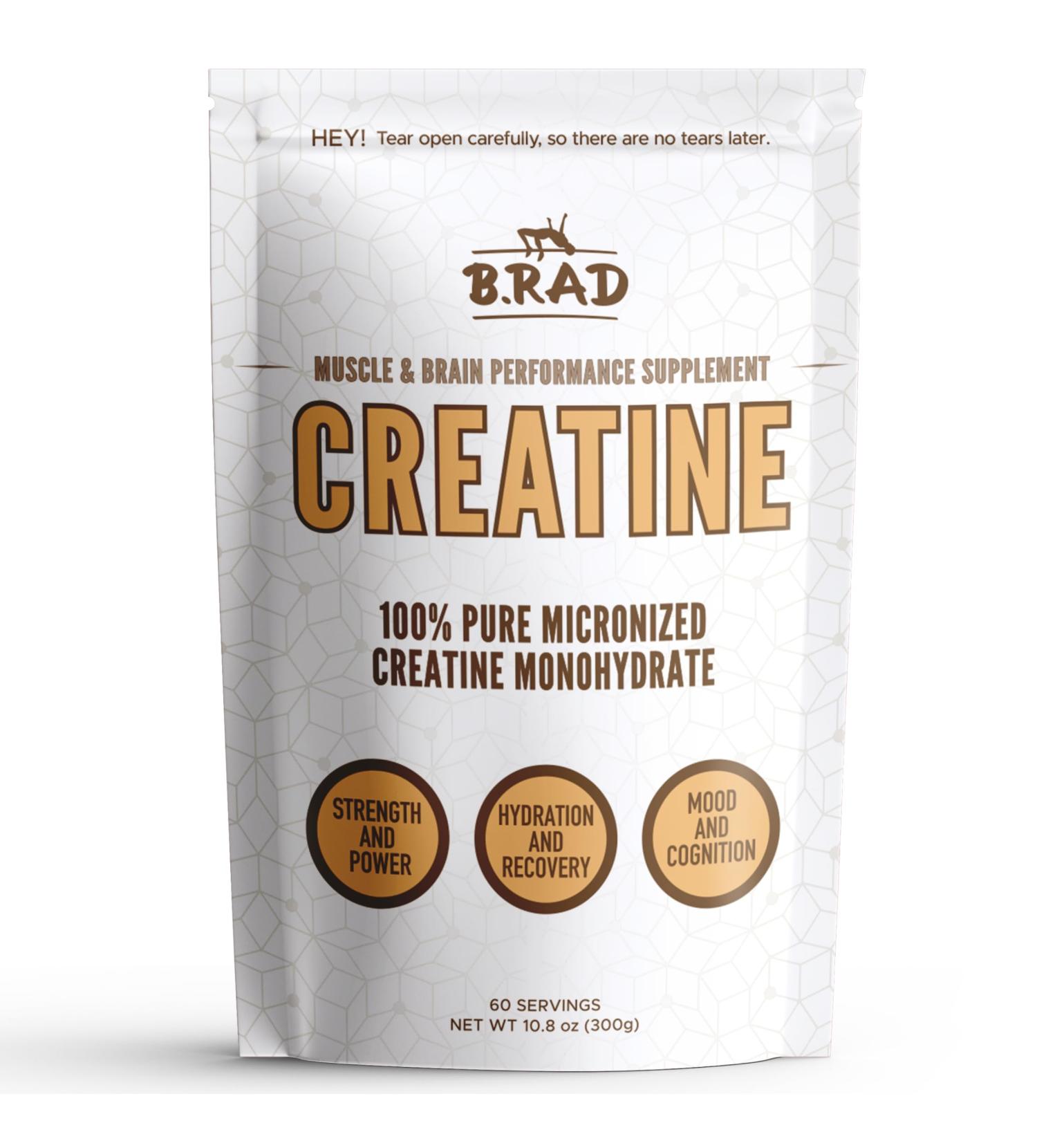 B.rad Micronized 100% Creatine Monohydrate Powder | Unflavored Performance Supplement for Muscle Strength & Recovery | 10.8 Ounces 30 Servings - Shop Internationally - Buy Online on GoSupps.com