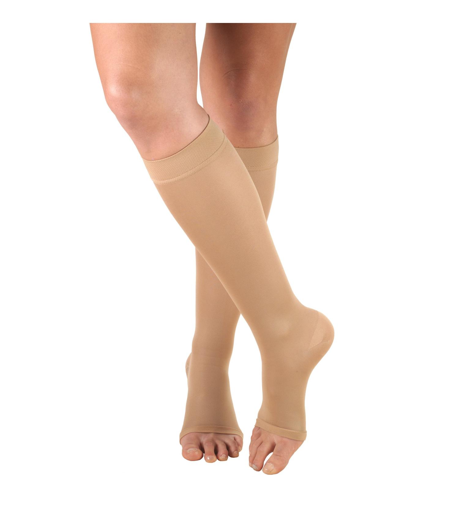 Truform Women's Compression Stockings 20-30 mmHg - Knee High Open Toe Opaque Beige - Medium (1 Pair) | International Shipping Available - Buy Online on GoSupps.com