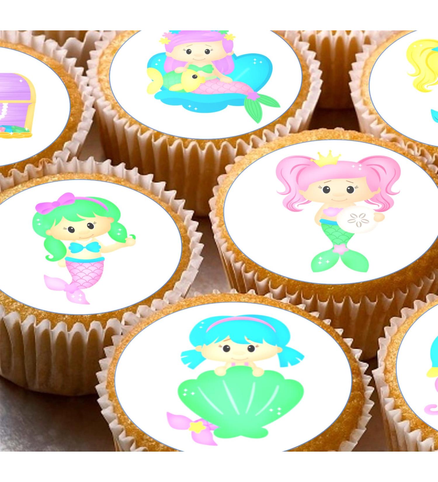 Mermaids 24 pre-cut edible party decorations Wafer Paper Cupcake Topper Cake - Buy Online on GoSupps.com