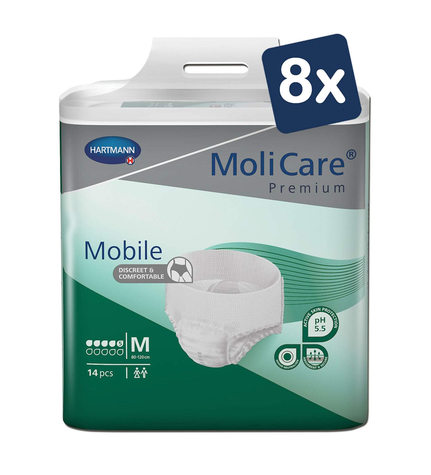 Molicare Premium Mobile Disposable Pants for Incontinence - Unisex 5 Drops Size M (80-120 cm Hip) - 112 Pieces - Discreet & Comfortable - Buy Online on GoSupps.com