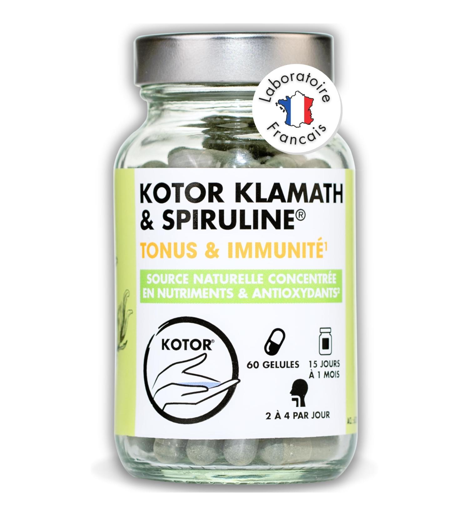 SPIRULIN & KLAMATH 1400mg | Phycocyanin 120mg | Tone Immunity & Recovery | Super Food Duo | Rich in Nutrients and Antioxidants | 60 Capsules | 1 Month | France - Buy Online on GoSupps.com