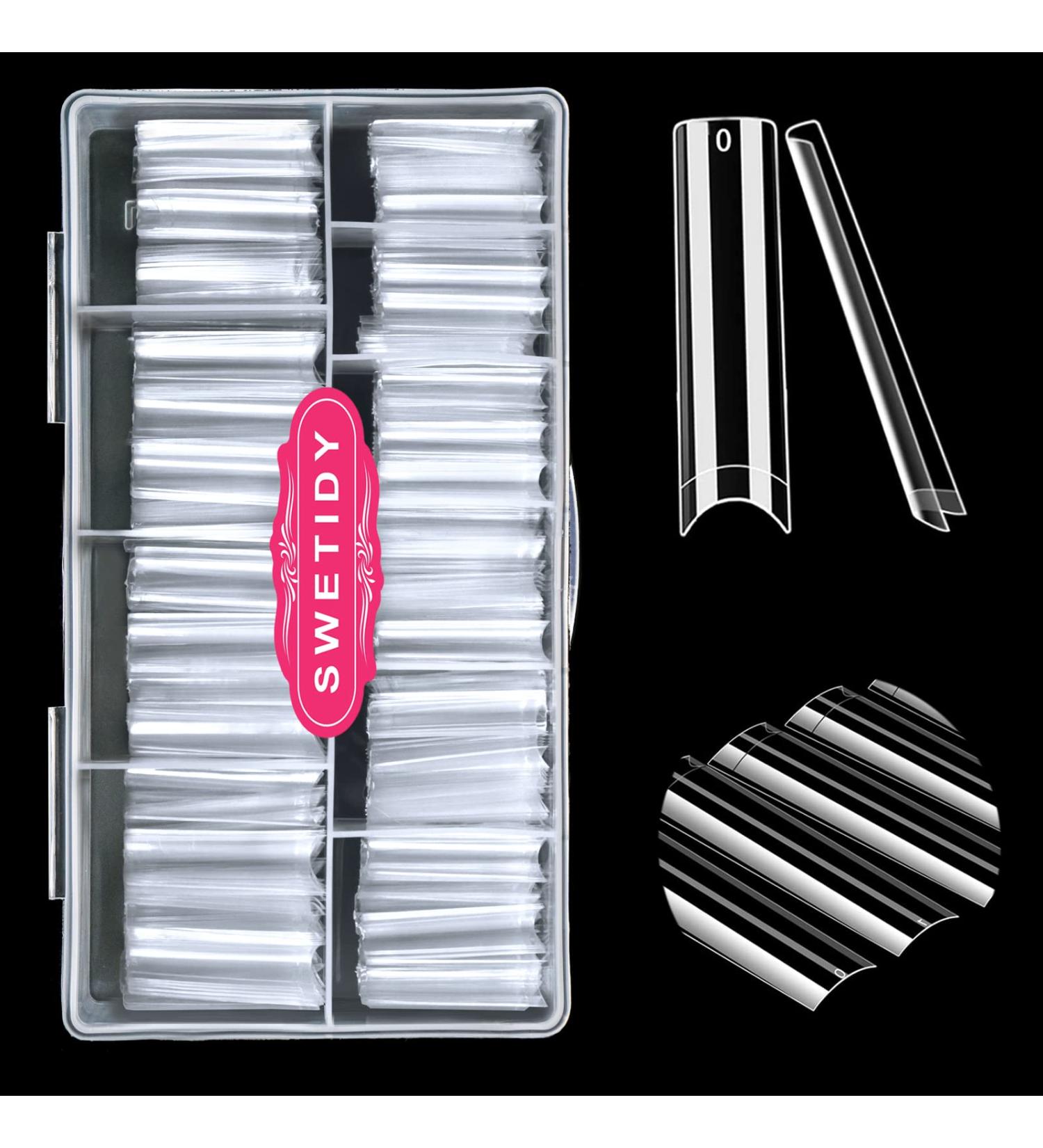 Buy No C Curve Square Flat Nail Tips - SWETIDY 500Pcs XXL Extra Long Acrylic Clear - Half Cover French Fake Nails for Salon & DIY - 10 Sizes - Buy Online on GoSupps.com