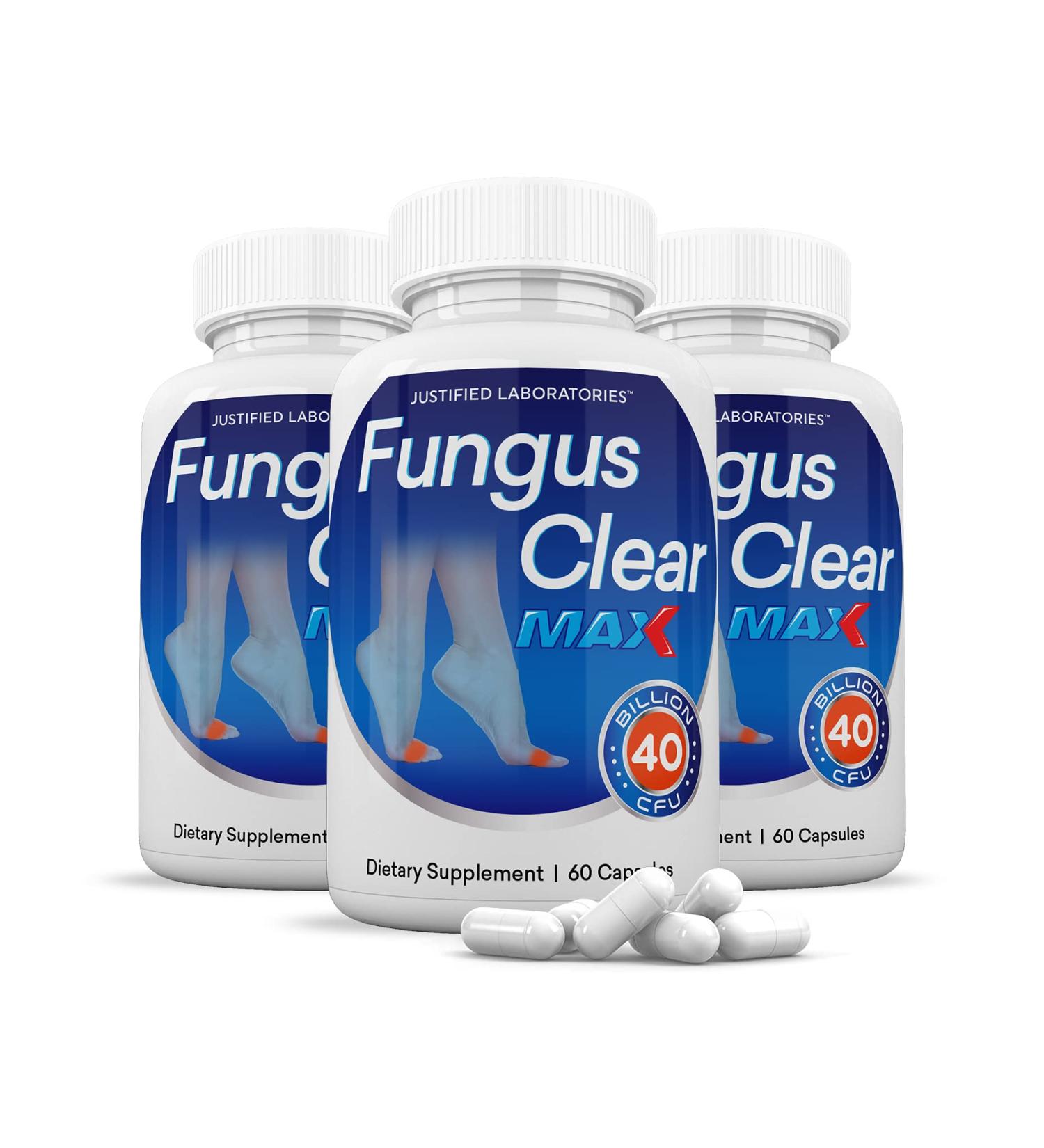 Justified Laboratories (3 Pack) Fungus Clear Max Pills 40 Billion CFU Probiotic 180 Capsules 60 Count (Pack of 3) - Buy Online on GoSupps.com